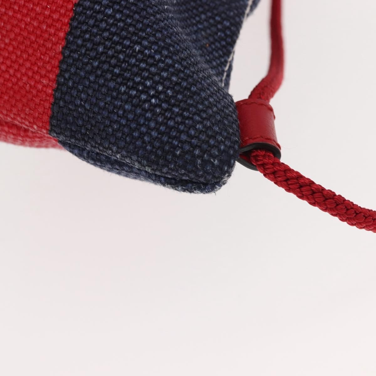 Gucci Logo Drawstring Striped Canvas Blue Canvas Backpack Bag (Pre-Owned)