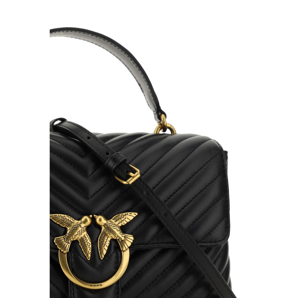 PINKO Black Calf Leather Bos Taurus Women's Handbag