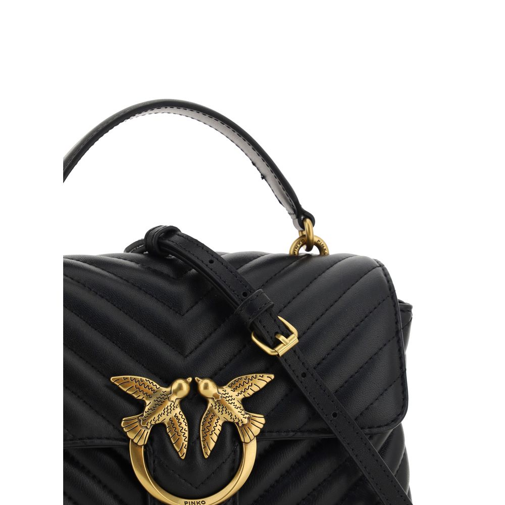 PINKO Black Calf Leather Bos Taurus Women's Handbag