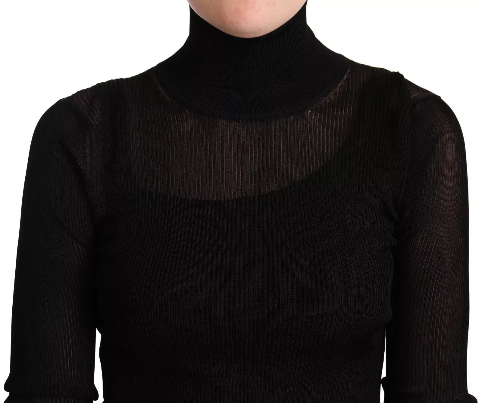 Dolce & Gabbana Black Turtleneck Form Fitting Pullover Women's Sweater (Pre-Owned)