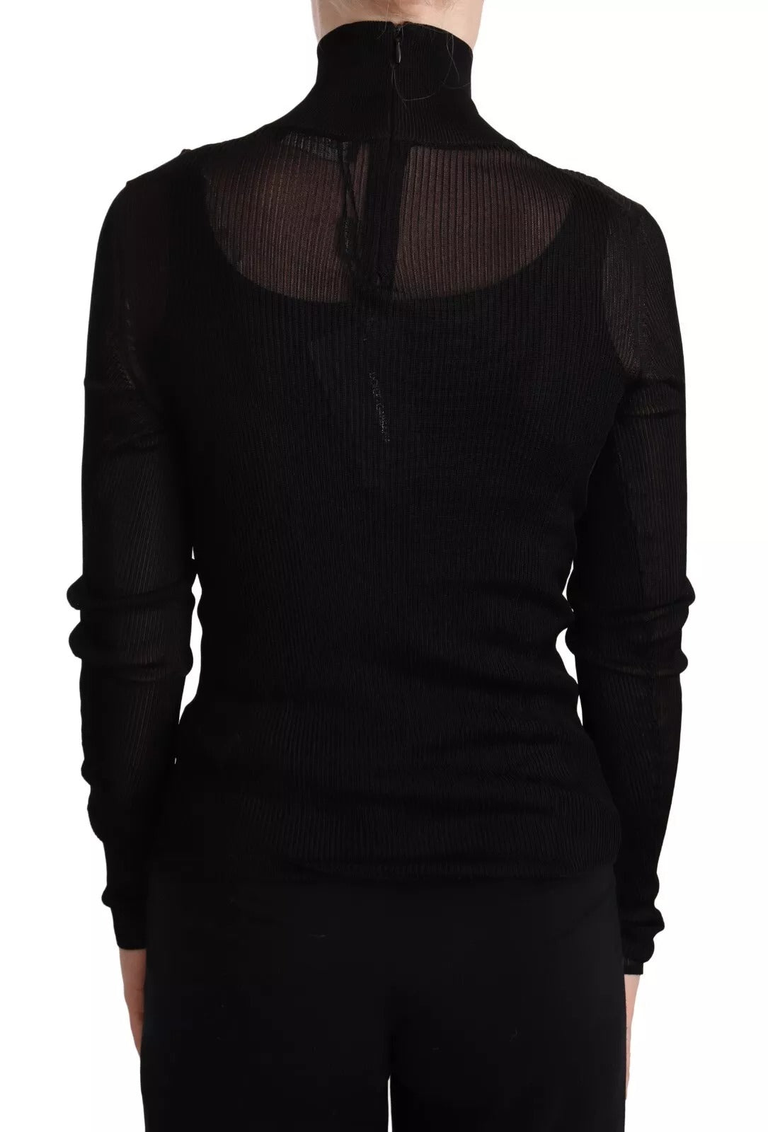 Dolce & Gabbana Black Turtleneck Form Fitting Pullover Women's Sweater (Pre-Owned)