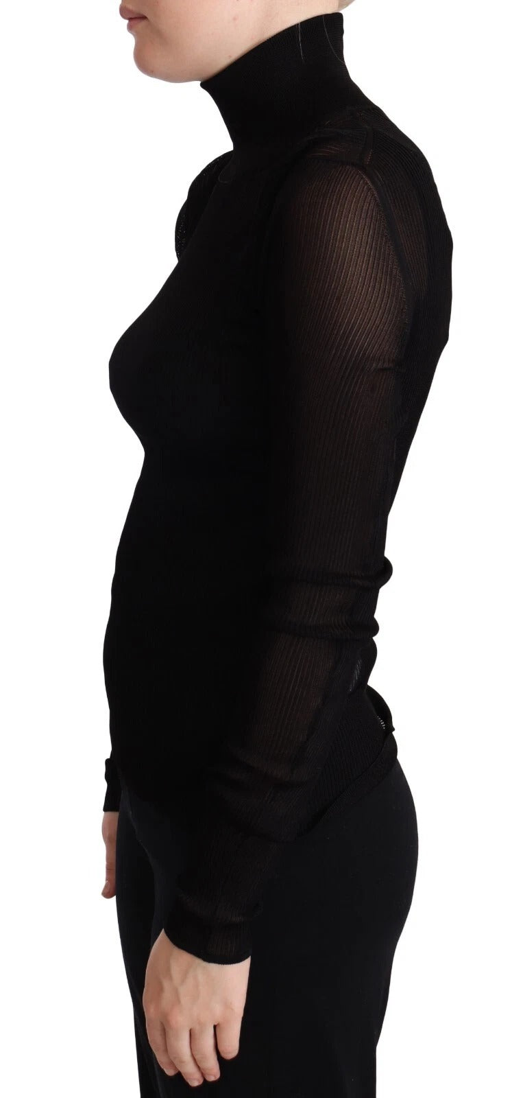 Dolce & Gabbana Black Turtleneck Form Fitting Pullover Women's Sweater (Pre-Owned)