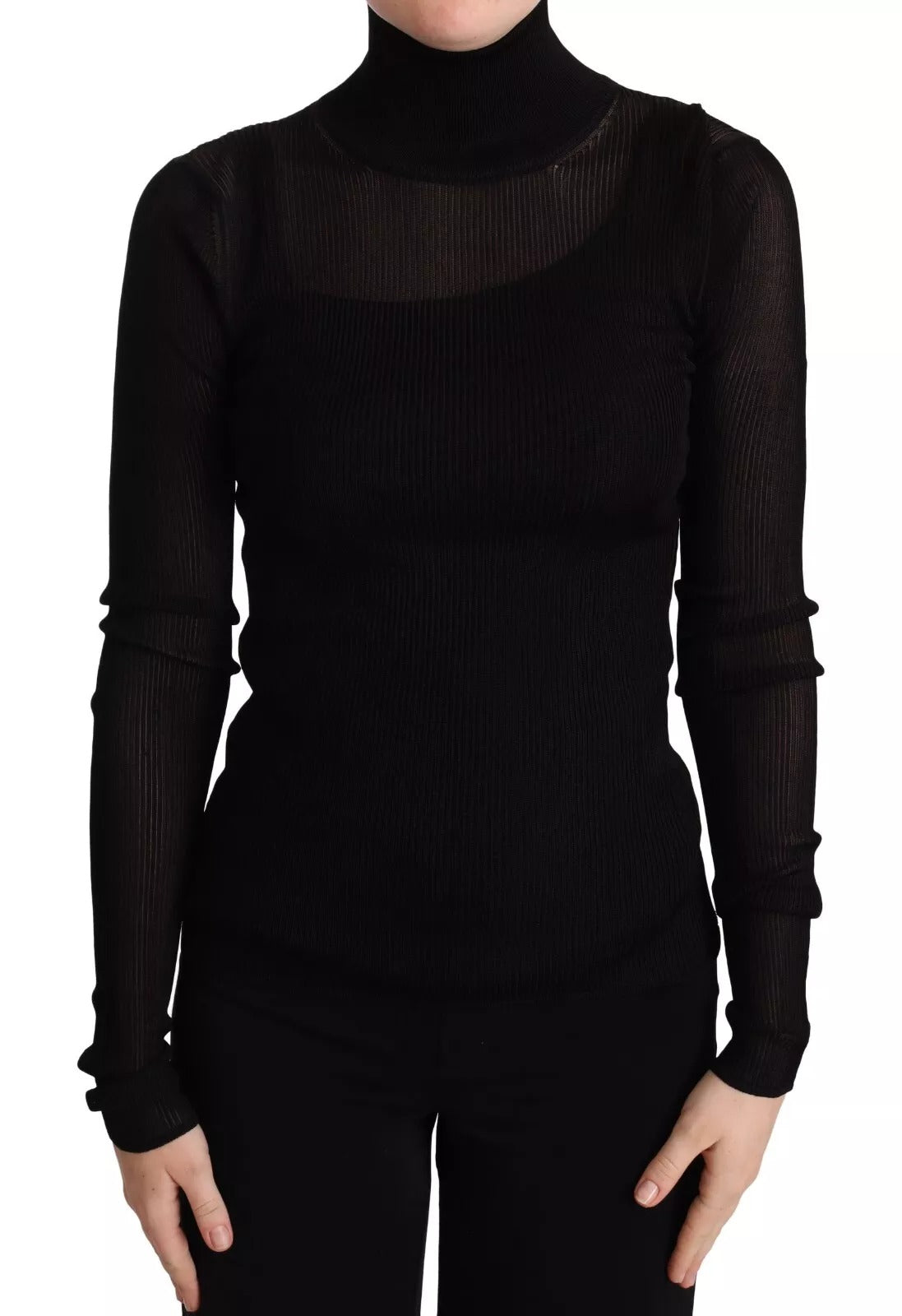 Dolce & Gabbana Black Turtleneck Form Fitting Pullover Women's Sweater (Pre-Owned)