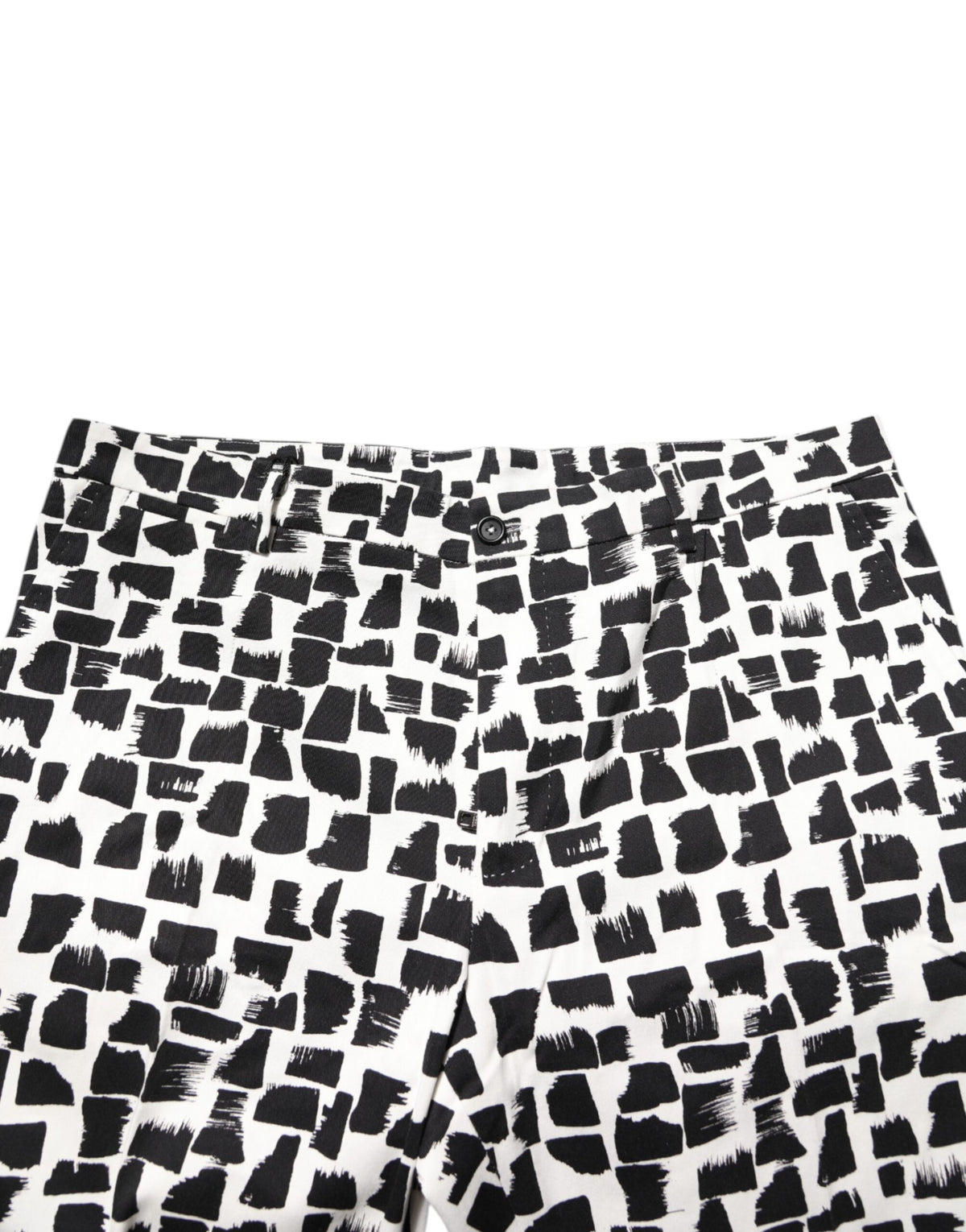 Dolce & Gabbana Black White Abstract Print Cotton Blend Men's Pants