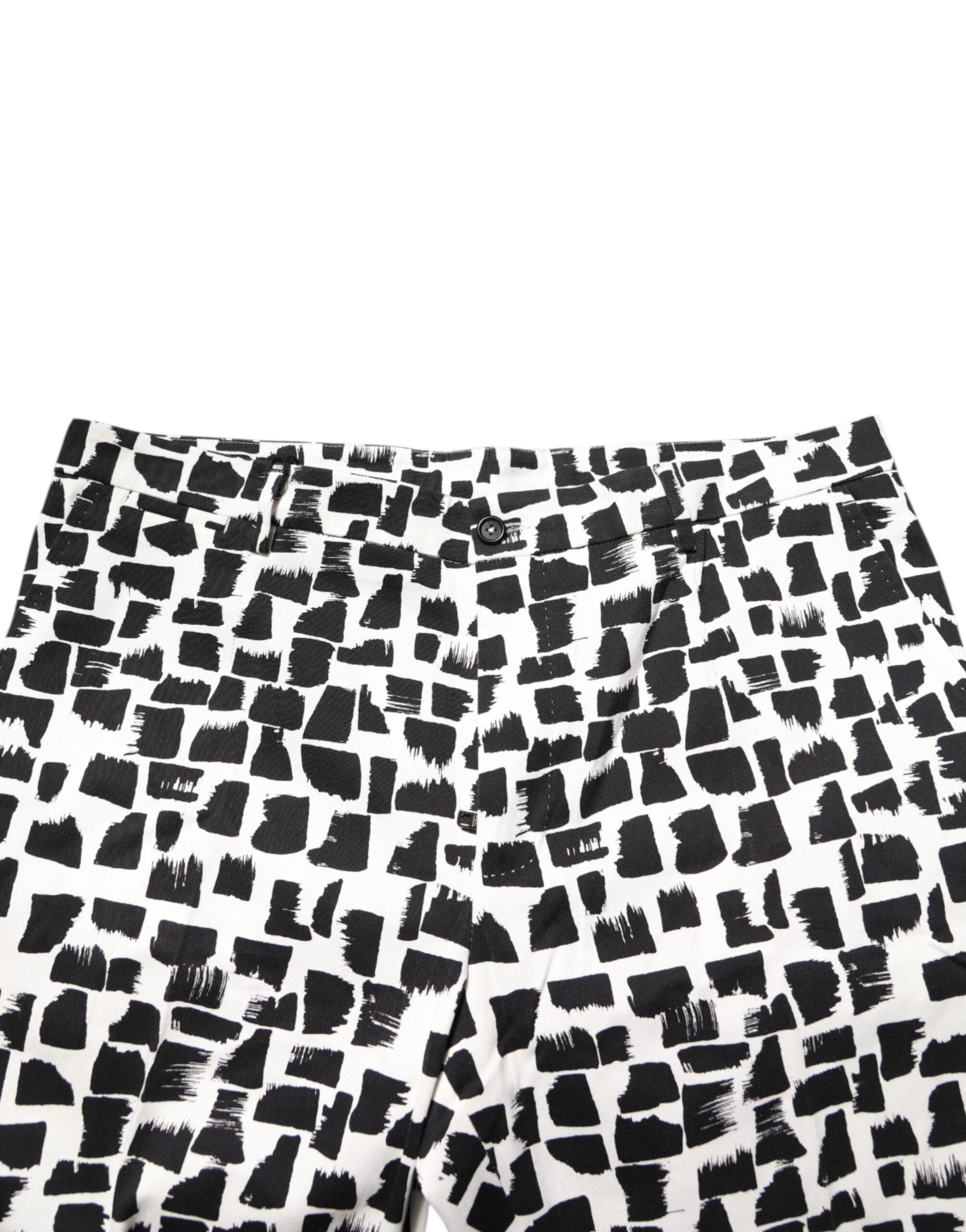 Dolce & Gabbana Black White Abstract Print Cotton Blend Men's Pants