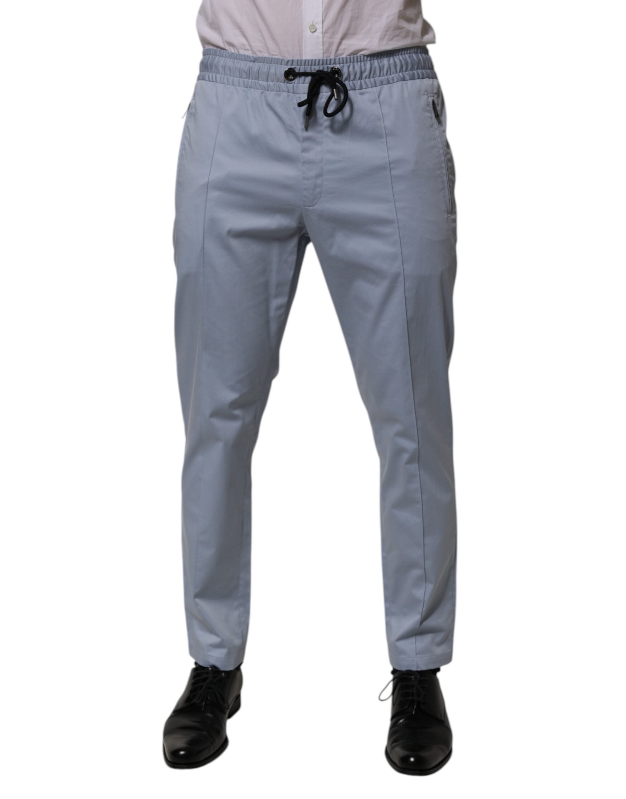 Dolce & Gabbana Light Blue Cotton Drawstring Elastic Waist Men Men's Pants (Pre-Owned)