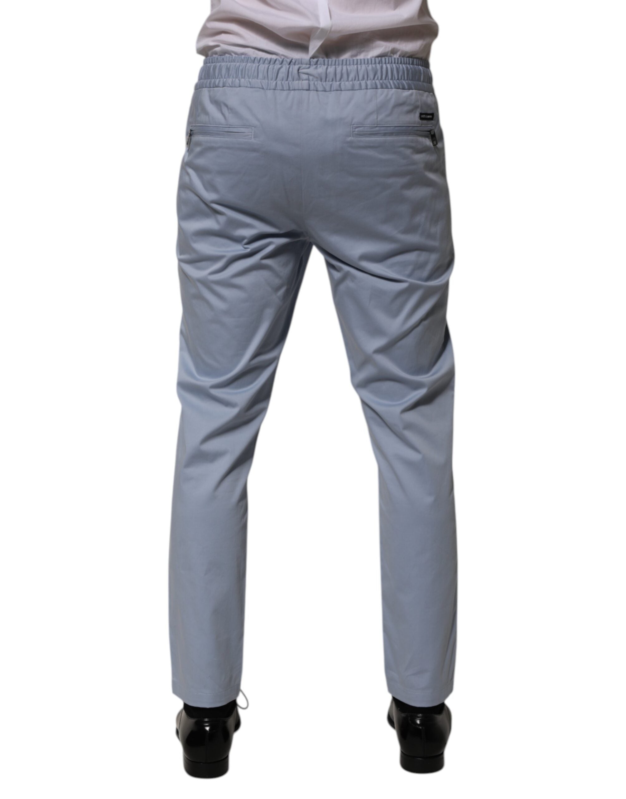 Dolce & Gabbana Light Blue Cotton Drawstring Elastic Waist Men Men's Pants (Pre-Owned)