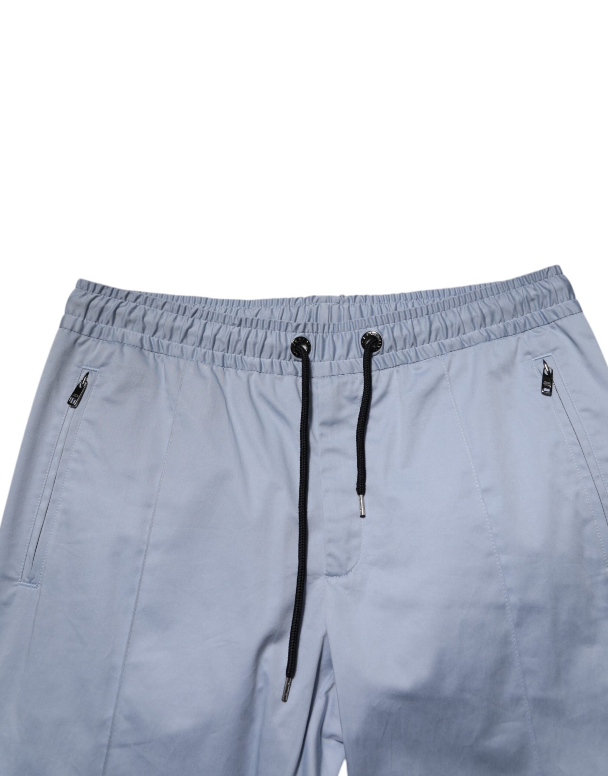 Dolce & Gabbana Light Blue Cotton Drawstring Elastic Waist Men Men's Pants (Pre-Owned)