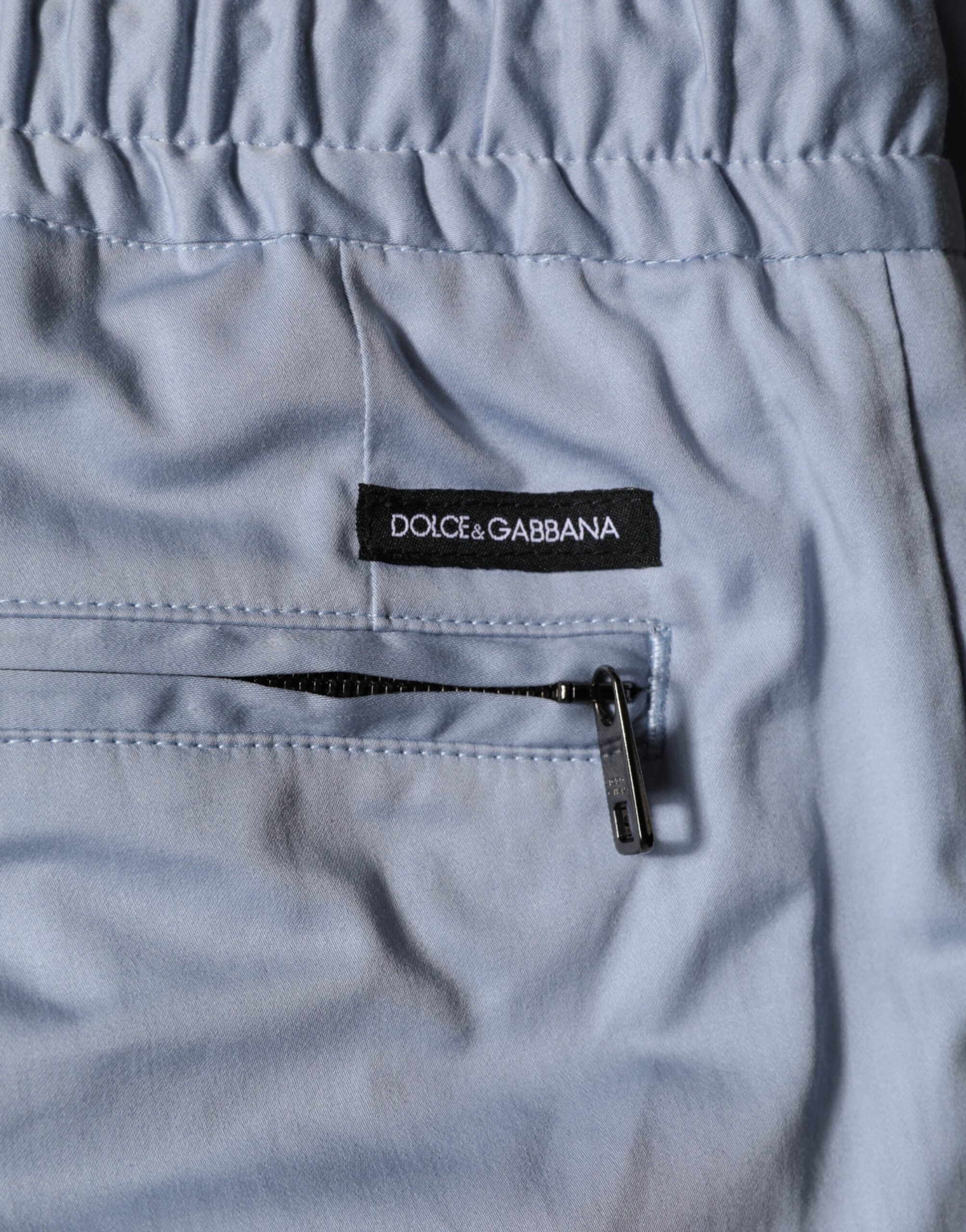 Dolce & Gabbana Light Blue Cotton Drawstring Elastic Waist Men Men's Pants (Pre-Owned)