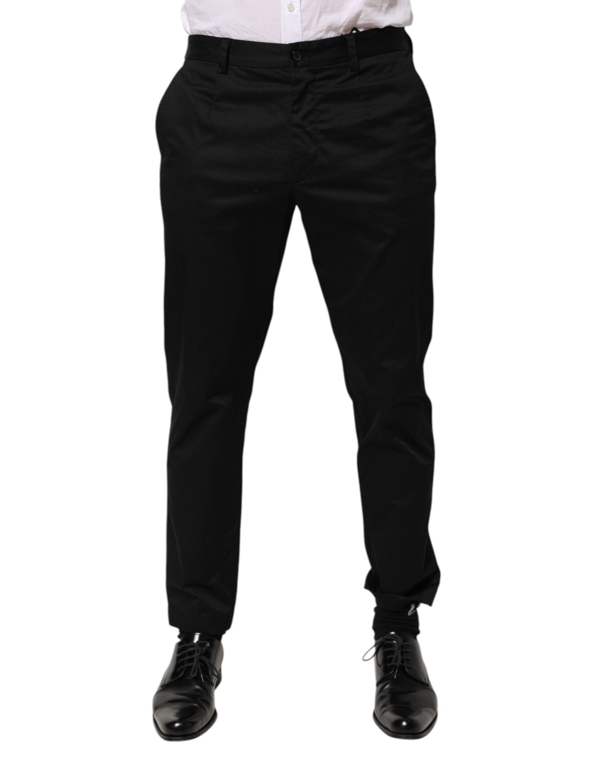 Dolce & Gabbana Black Cotton Tapered Men Formal Trousers Men's Pants (Pre-Owned)