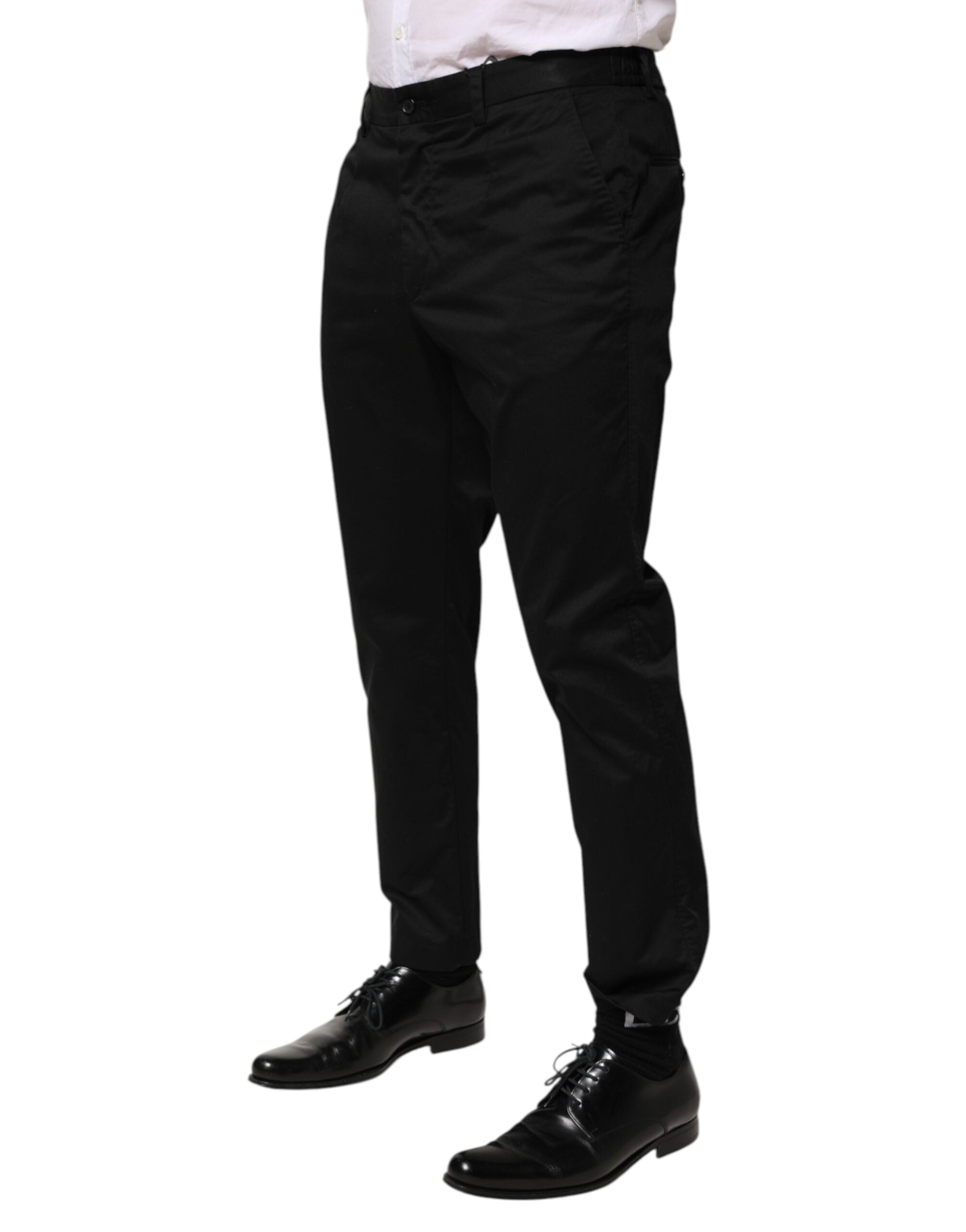 Dolce & Gabbana Black Cotton Tapered Men Formal Trousers Men's Pants (Pre-Owned)