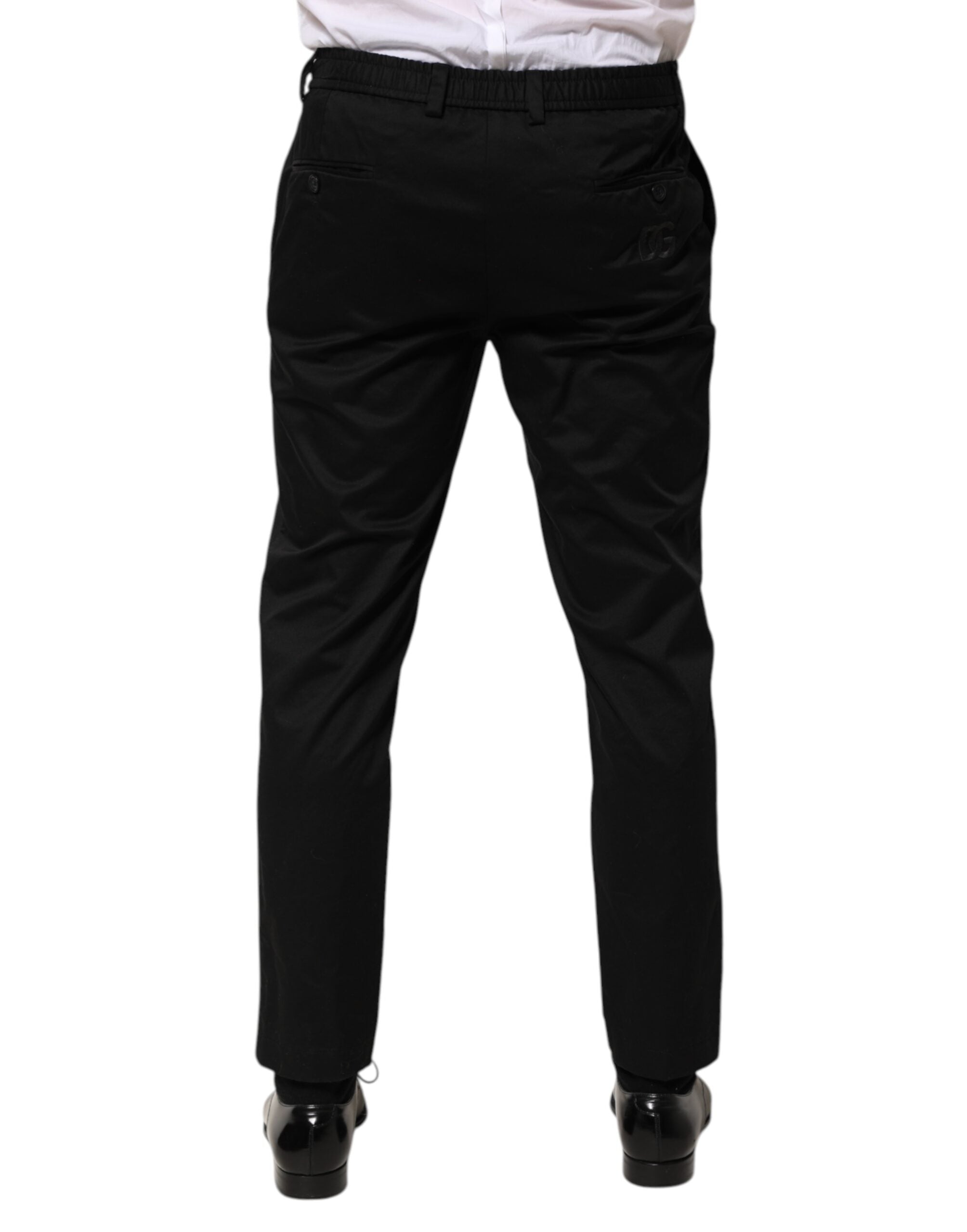 Dolce & Gabbana Black Cotton Tapered Men Formal Trousers Men's Pants (Pre-Owned)