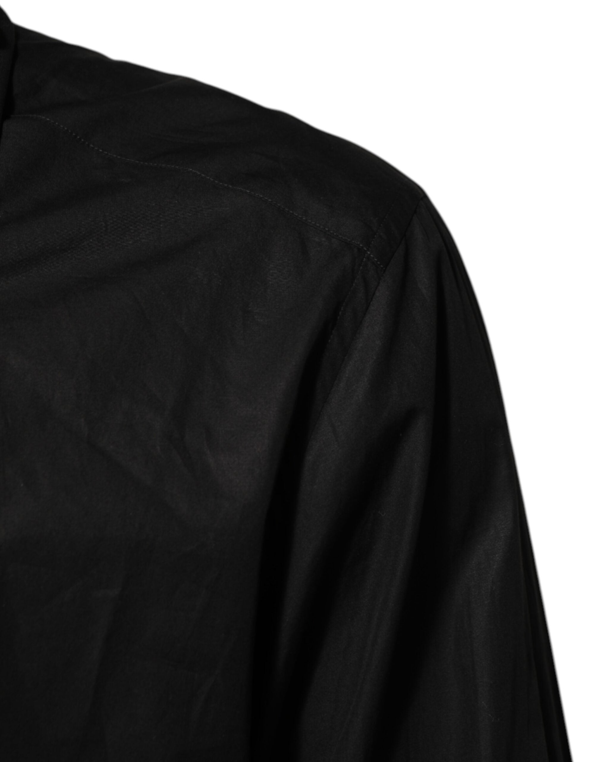 Dolce & Gabbana Black Cotton Embellished Collar Men’s Men's Shirt