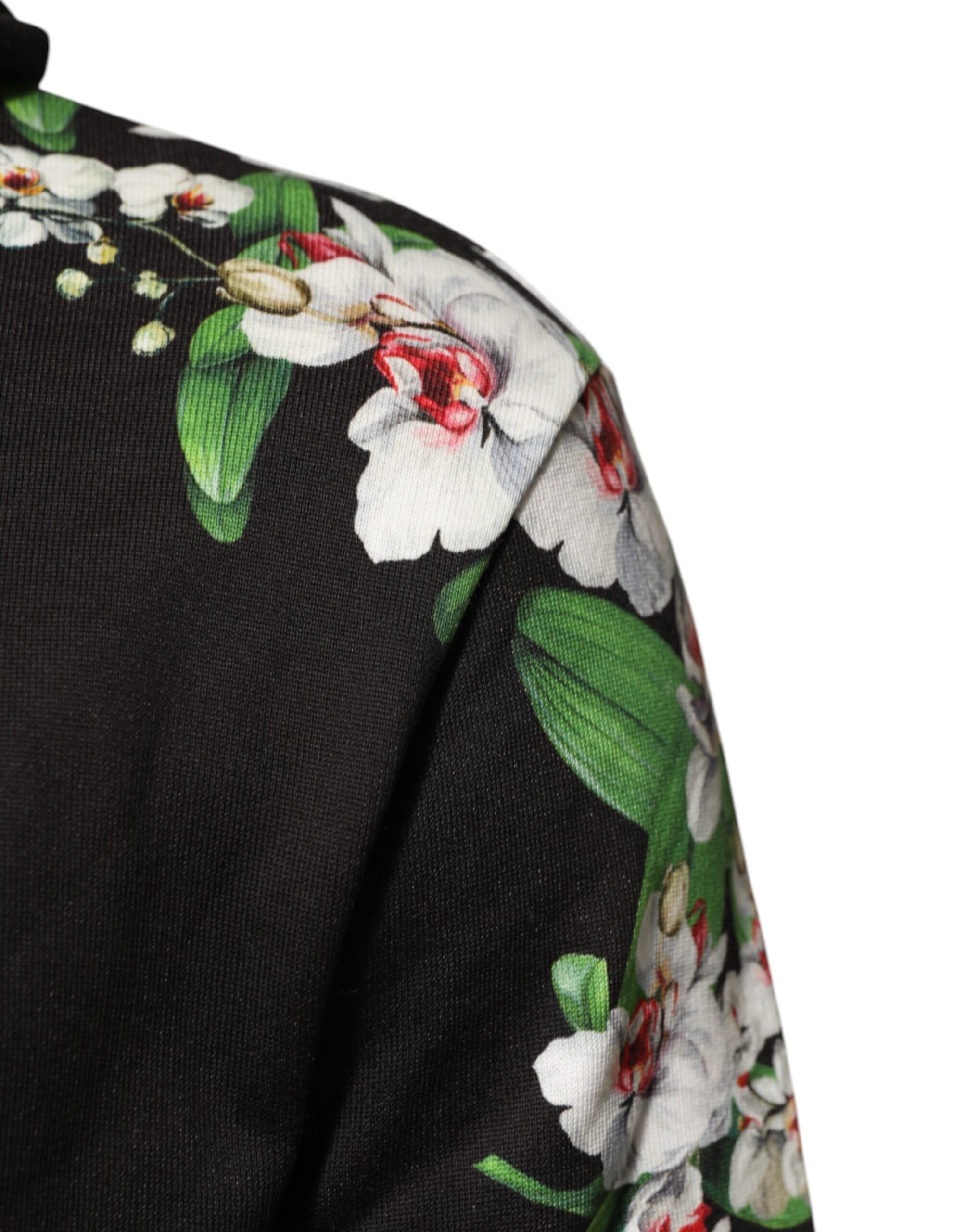 Dolce & Gabbana KING Black Orchid Floral Crown Logo Hoodie Men's Sweater