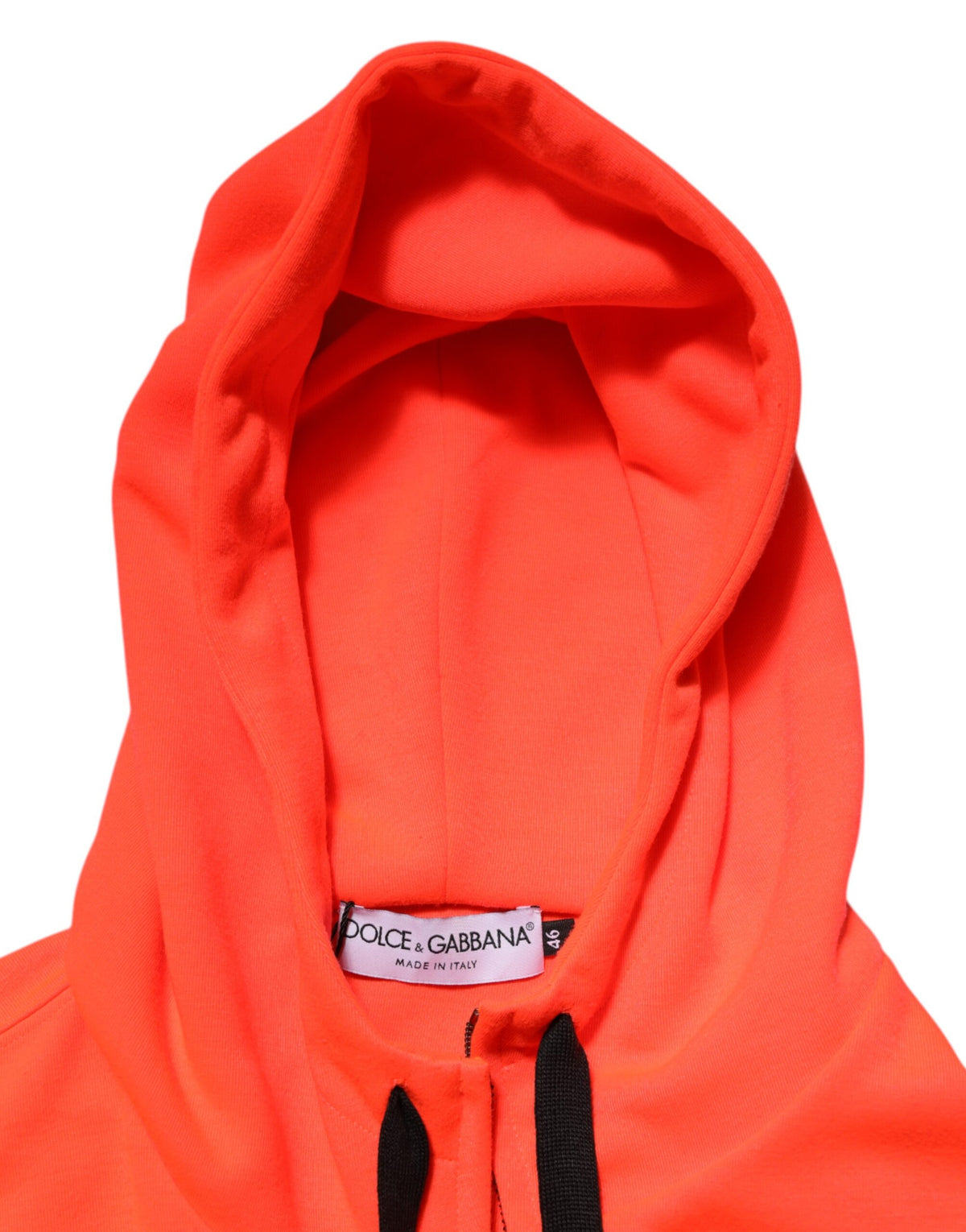 Dolce & Gabbana Red Fluorescent Polyester Logo Patch Hoodie Men's Sweater