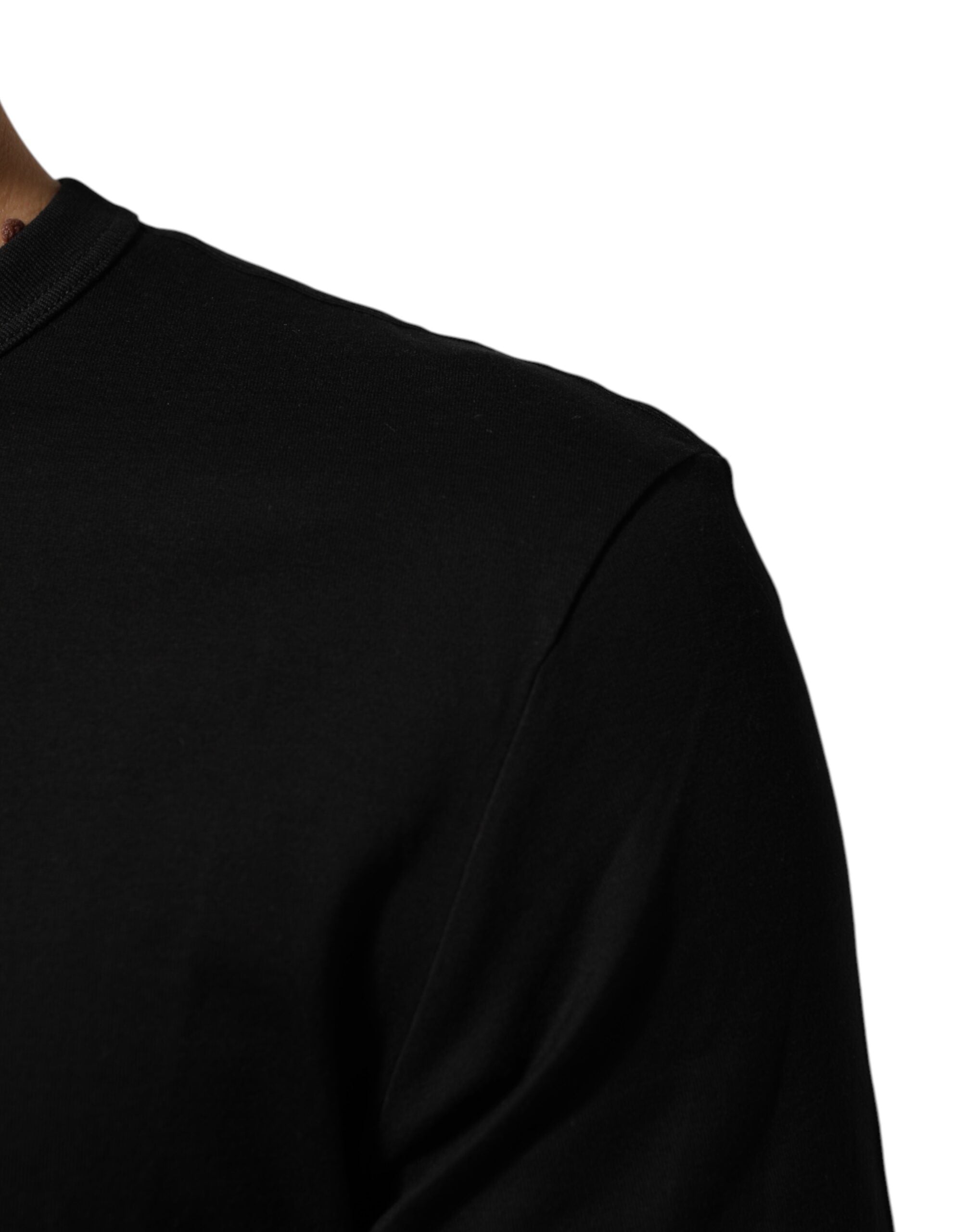Dolce & Gabbana Black Cotton Velvet Logo Print Men Men's T-shirt