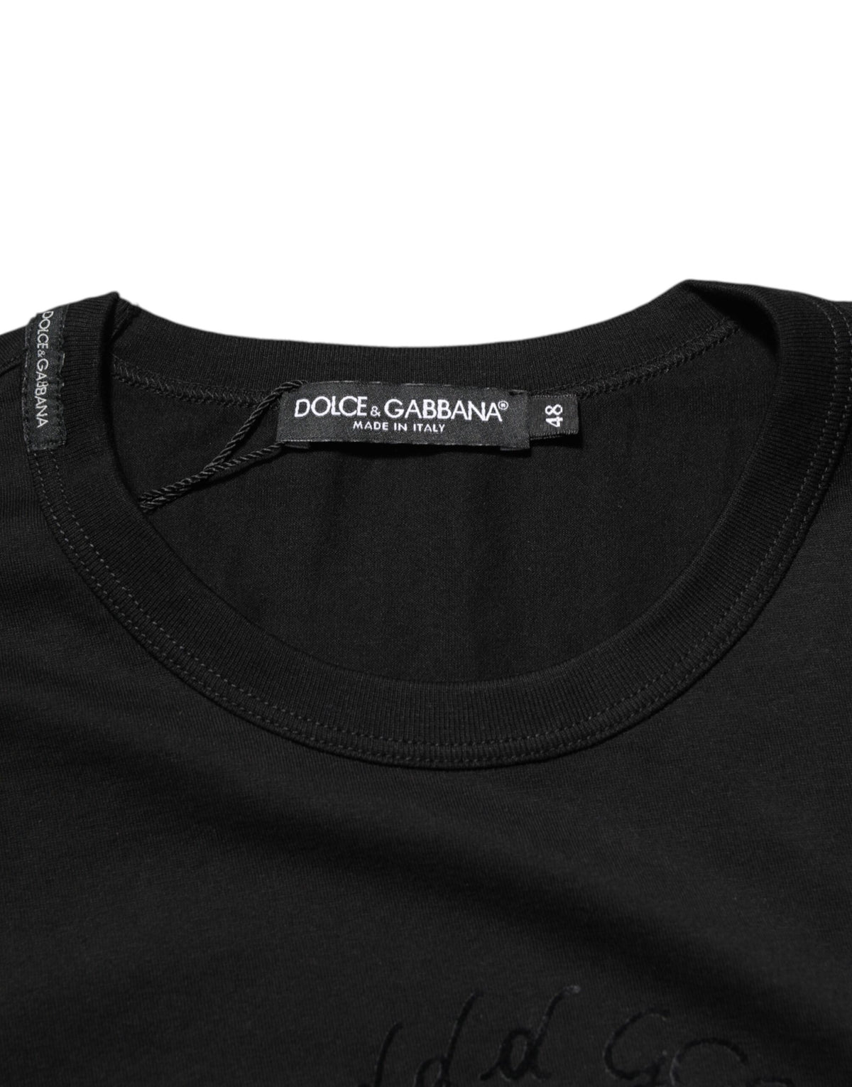 Dolce & Gabbana Black Cotton Velvet Logo Print Men Men's T-shirt
