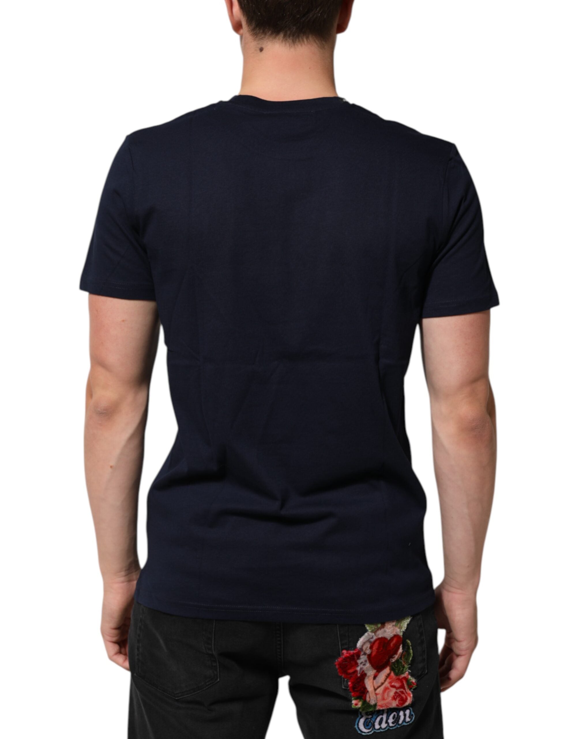 Dolce & Gabbana Dark Blue Cotton DG Logo Print Men’s Top Men's T-shirt