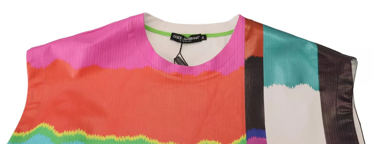 Dolce & Gabbana Multicolor Print Blouse Cotton Tank TV Print Women's T-shirt (Pre-Owned)