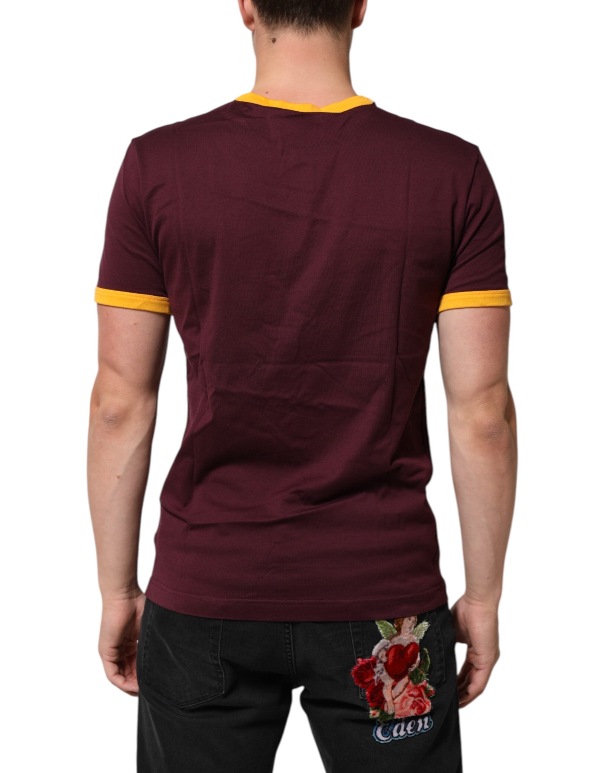Dolce & Gabbana Burgundy Cotton DG Super King Logo Men's T-Shirt