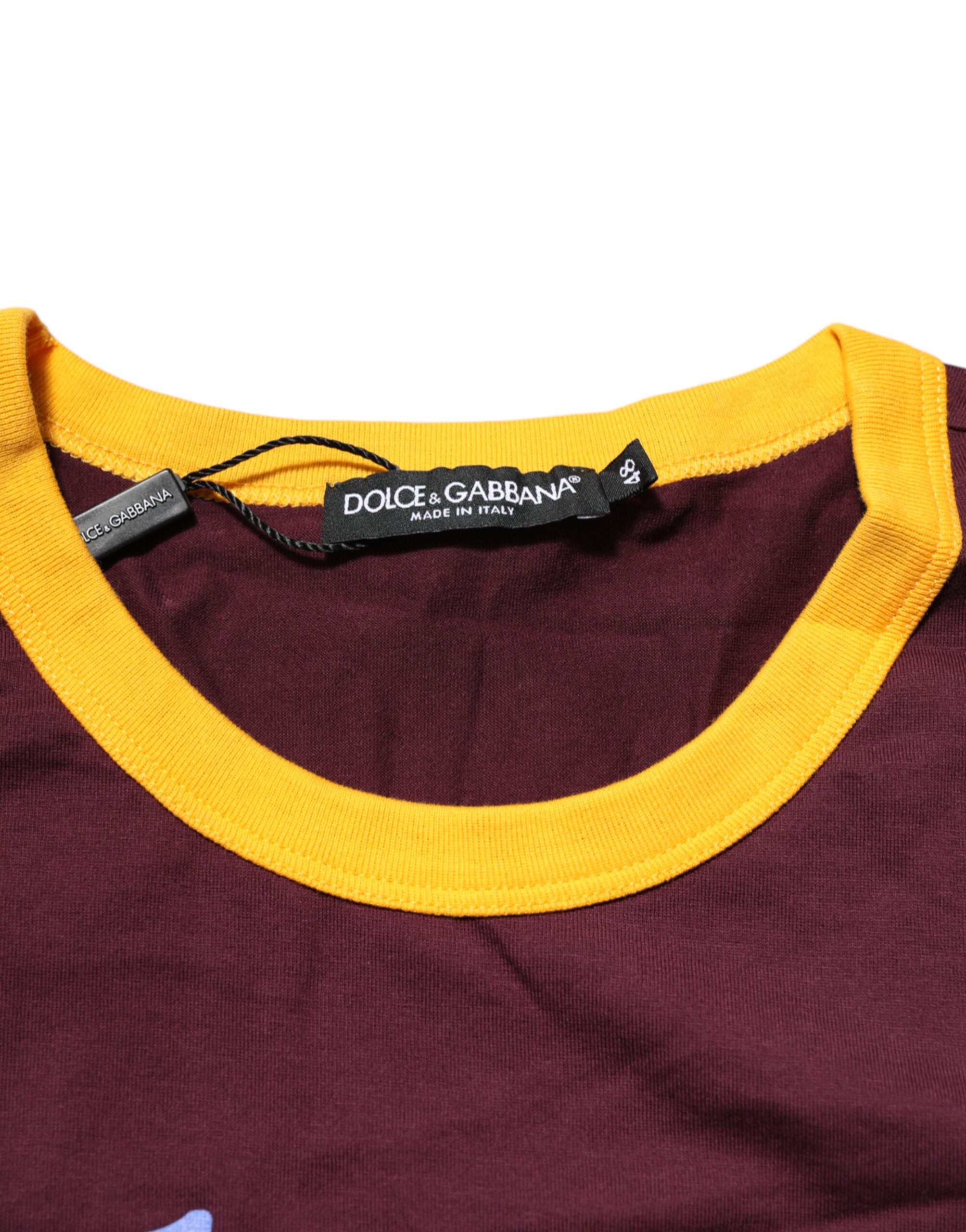 Dolce & Gabbana Burgundy Cotton DG Super King Logo Men's T-Shirt