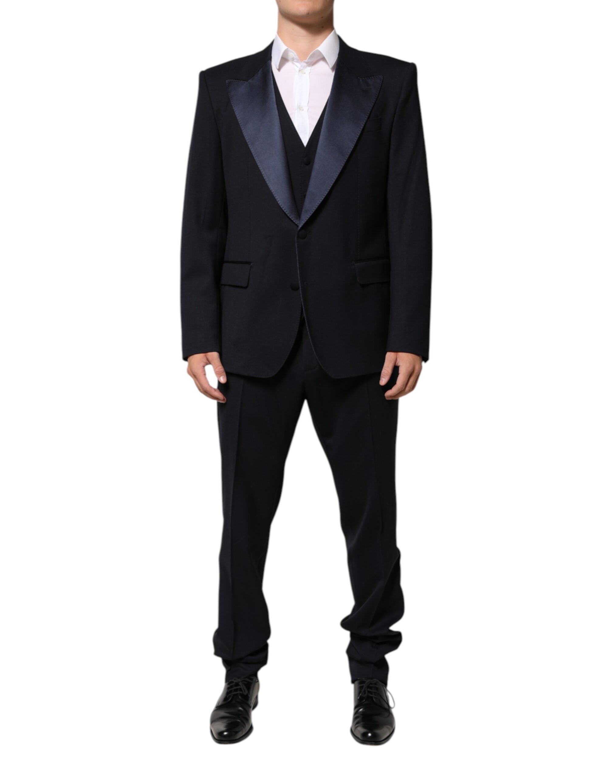 Dolce & Gabbana Dark Blue 3 Piece Wool Silk Blend Suit Men's SICILIA (Pre-Owned)
