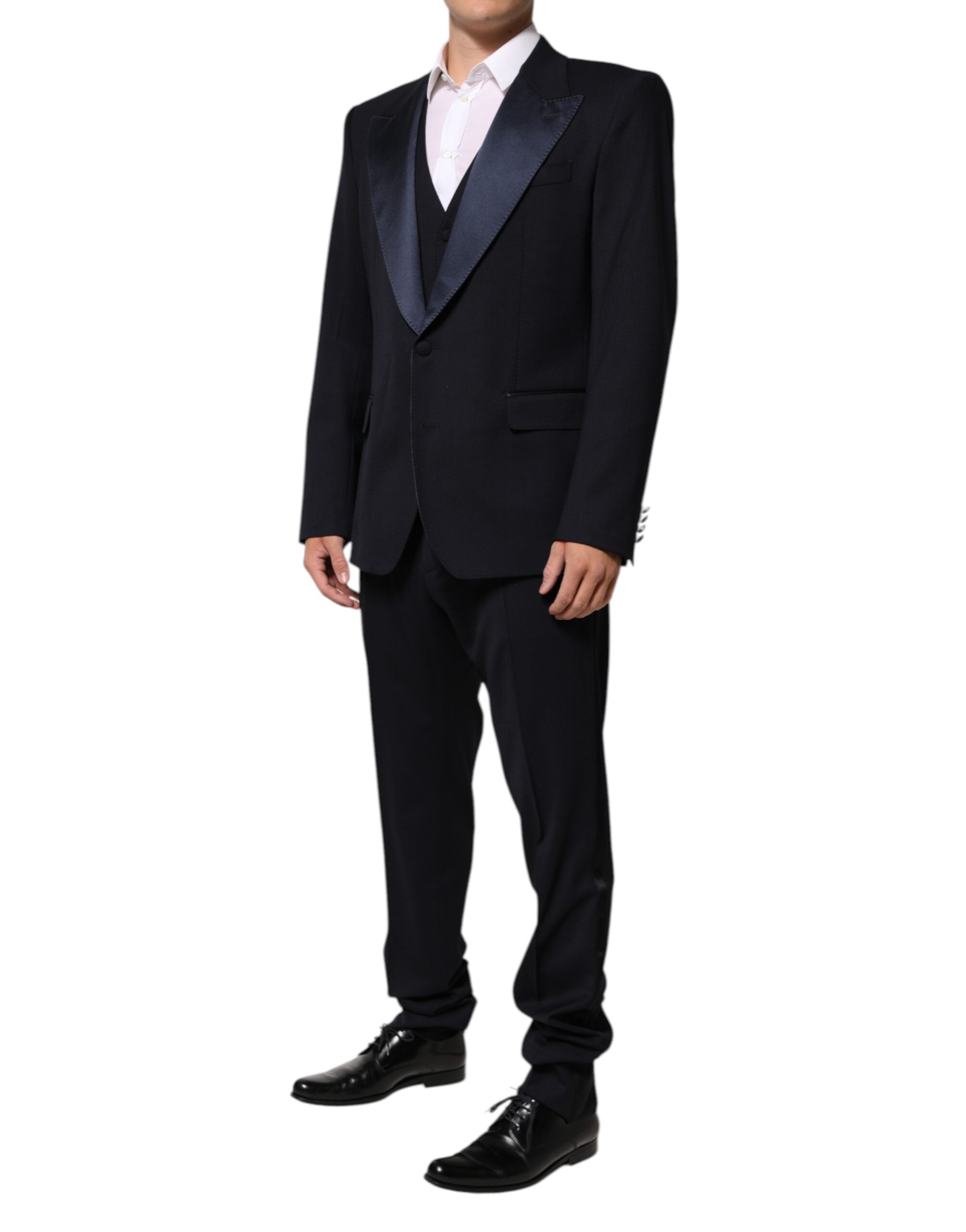 Dolce & Gabbana Dark Blue 3 Piece Wool Silk Blend Suit Men's SICILIA (Pre-Owned)