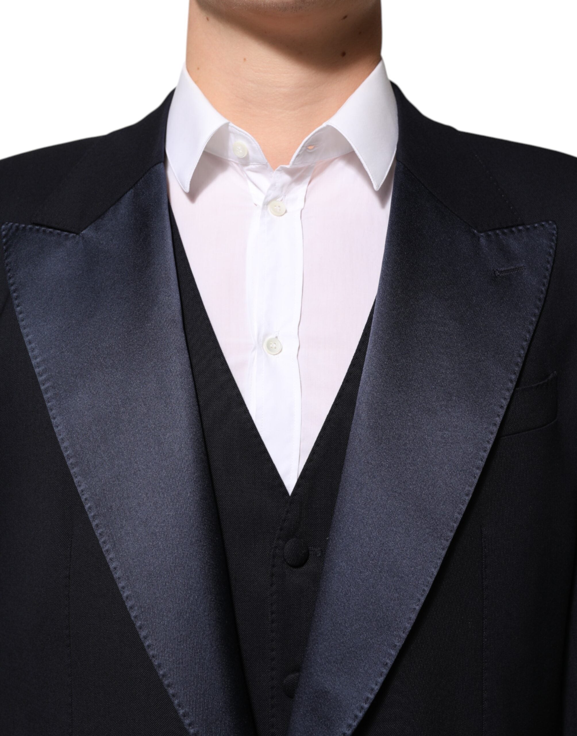 Dolce & Gabbana Dark Blue 3 Piece Wool Silk Blend Suit Men's SICILIA (Pre-Owned)
