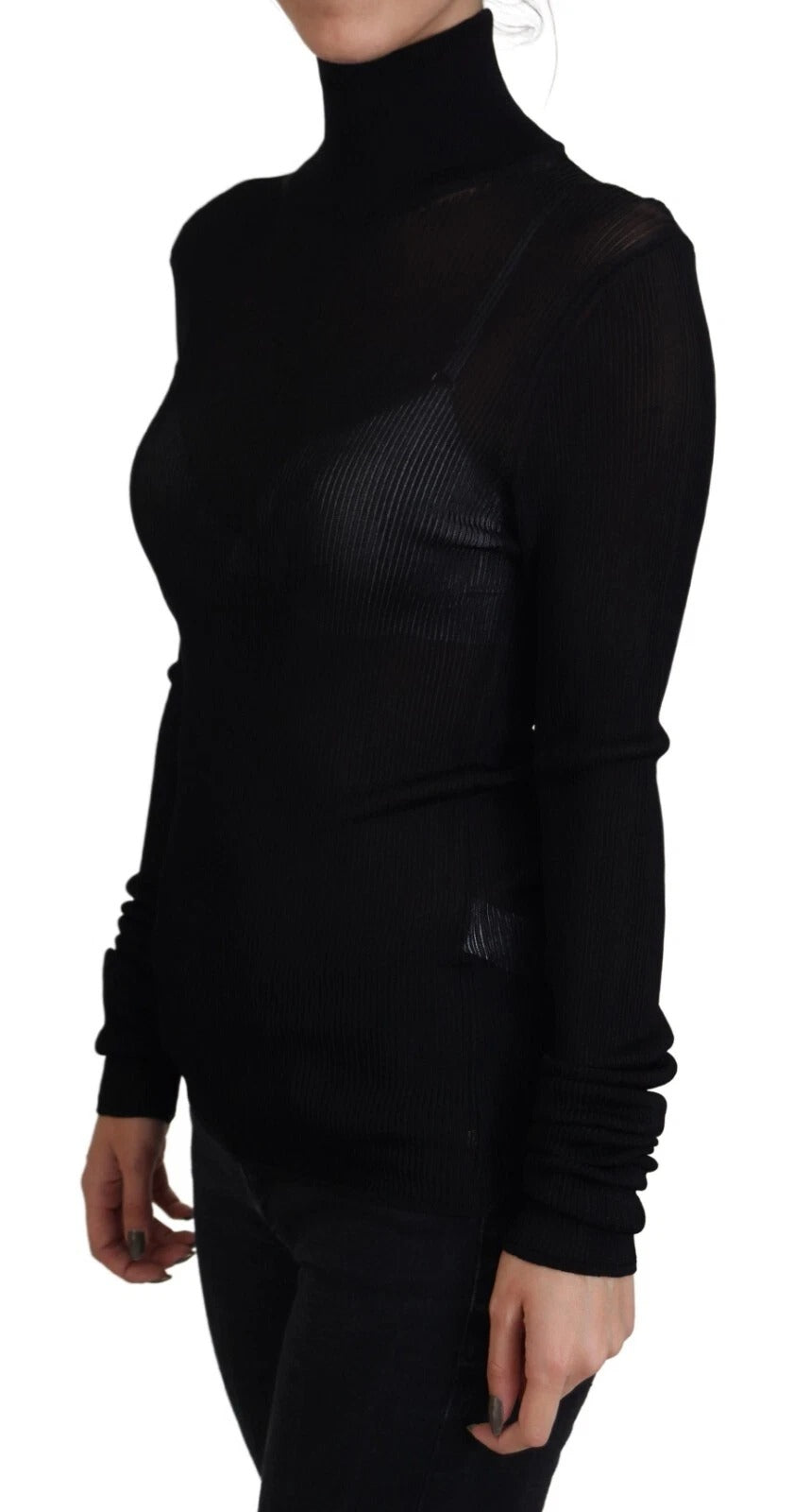 Dolce & Gabbana Black Turtleneck Slim Fit Pullover Women's Sweater (Pre-Owned)