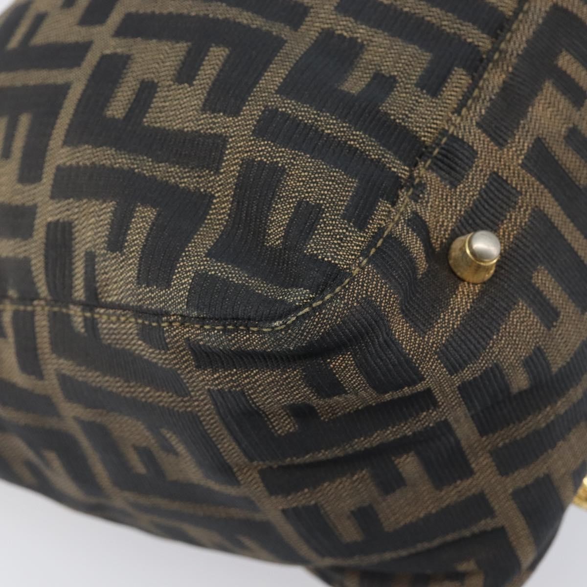 Fendi Vintage Ff Handle Zucca Canvas Brown Canvas Tote Bag Bag (Pre-Owned)