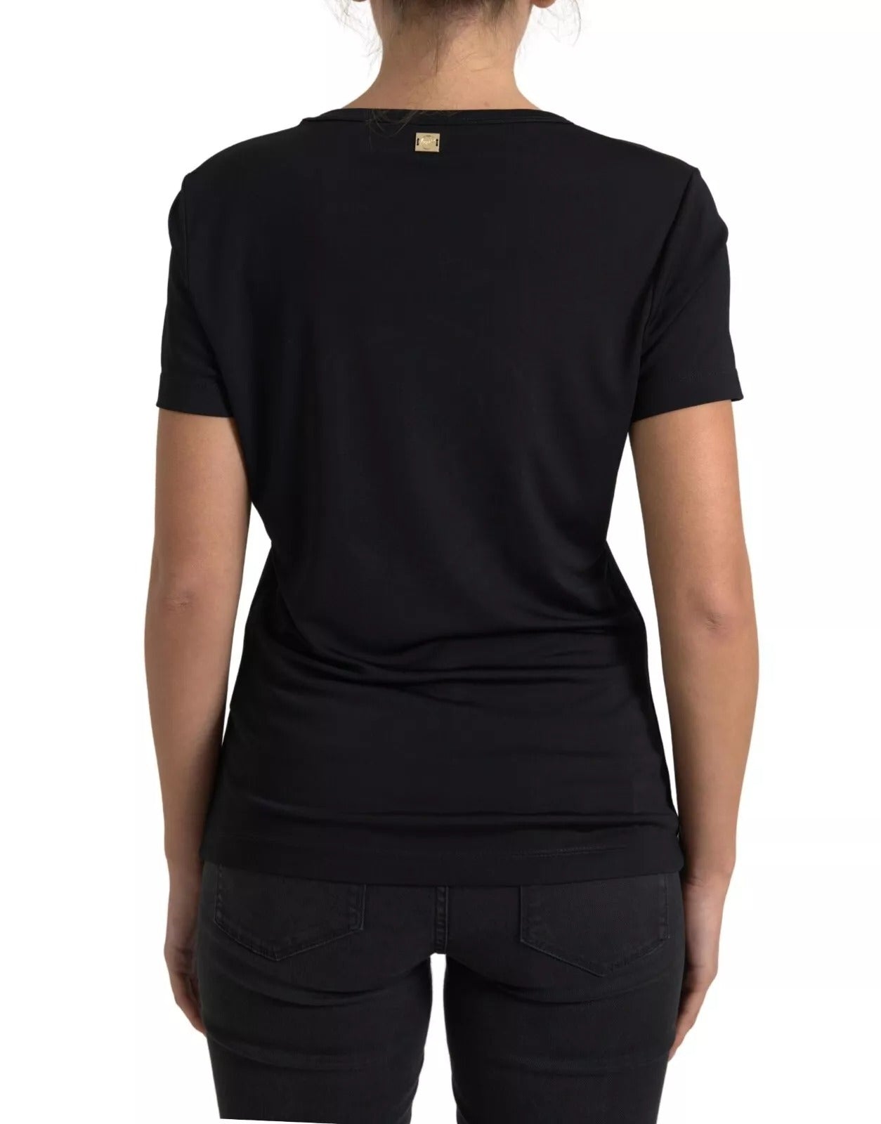 Roberto Cavalli Black Viscose Round Neck CLASS Women's T-shirt (Pre-Owned)