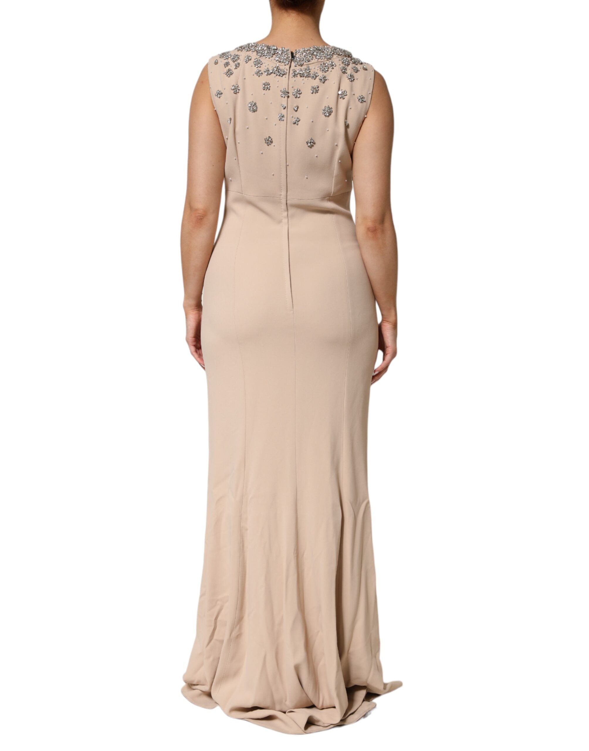 Dolce & Gabbana Nude Ecru Beaded Crystal Embellished Women's Dress (Pre-Owned)