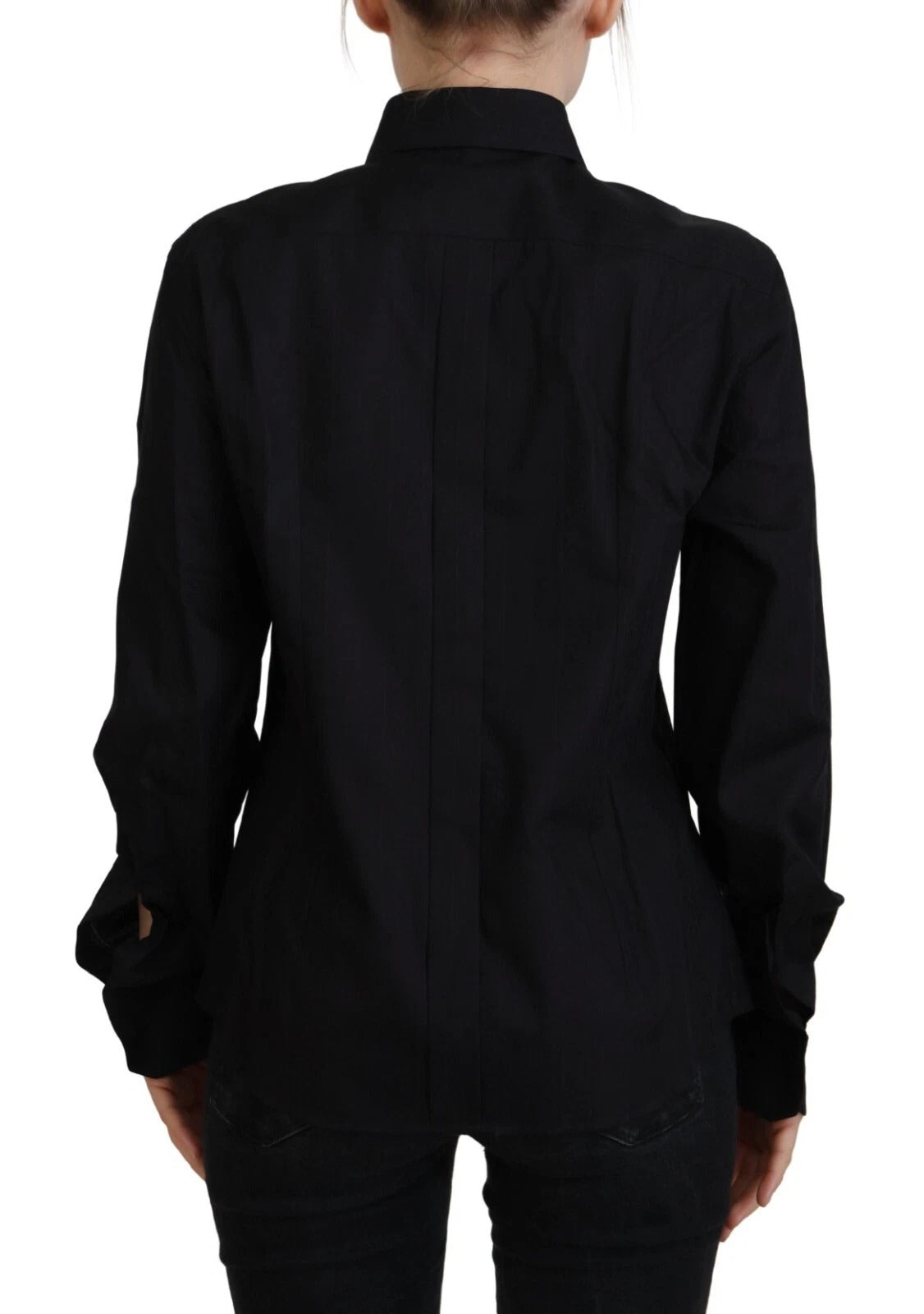 Dolce & Gabbana Black Cotton Collared Long Sleeves Women's Shirt (Pre-Owned)