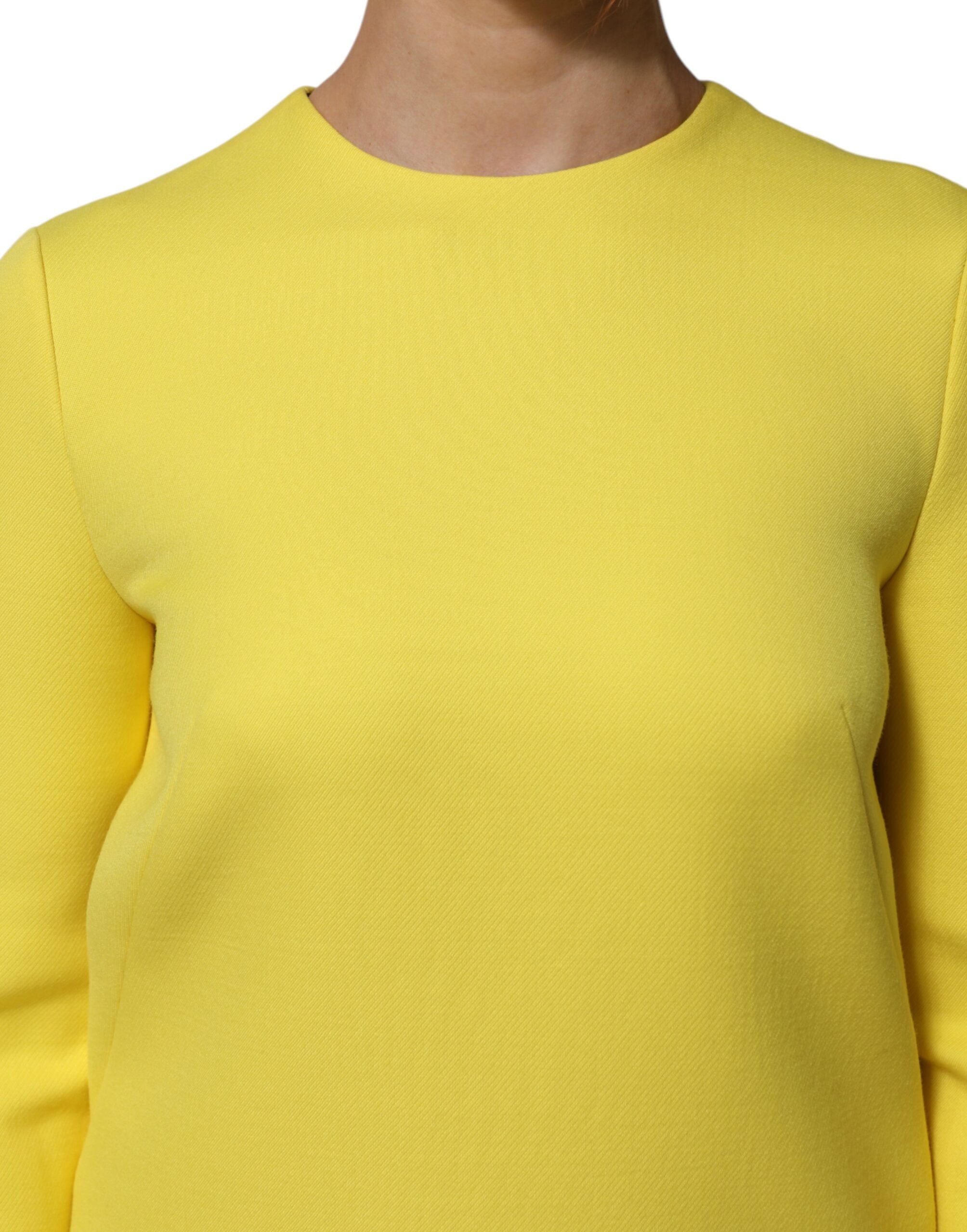 Dolce & Gabbana Yellow Viscose Acetate Mini Long Sleeve Women's Dress