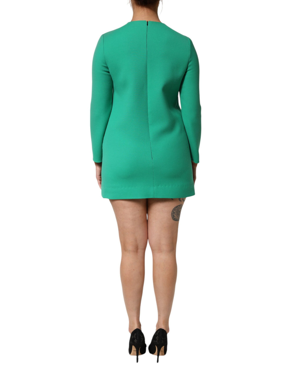 Dolce & Gabbana Green Viscose Acetate Mini Long Sleeve Women's Dress