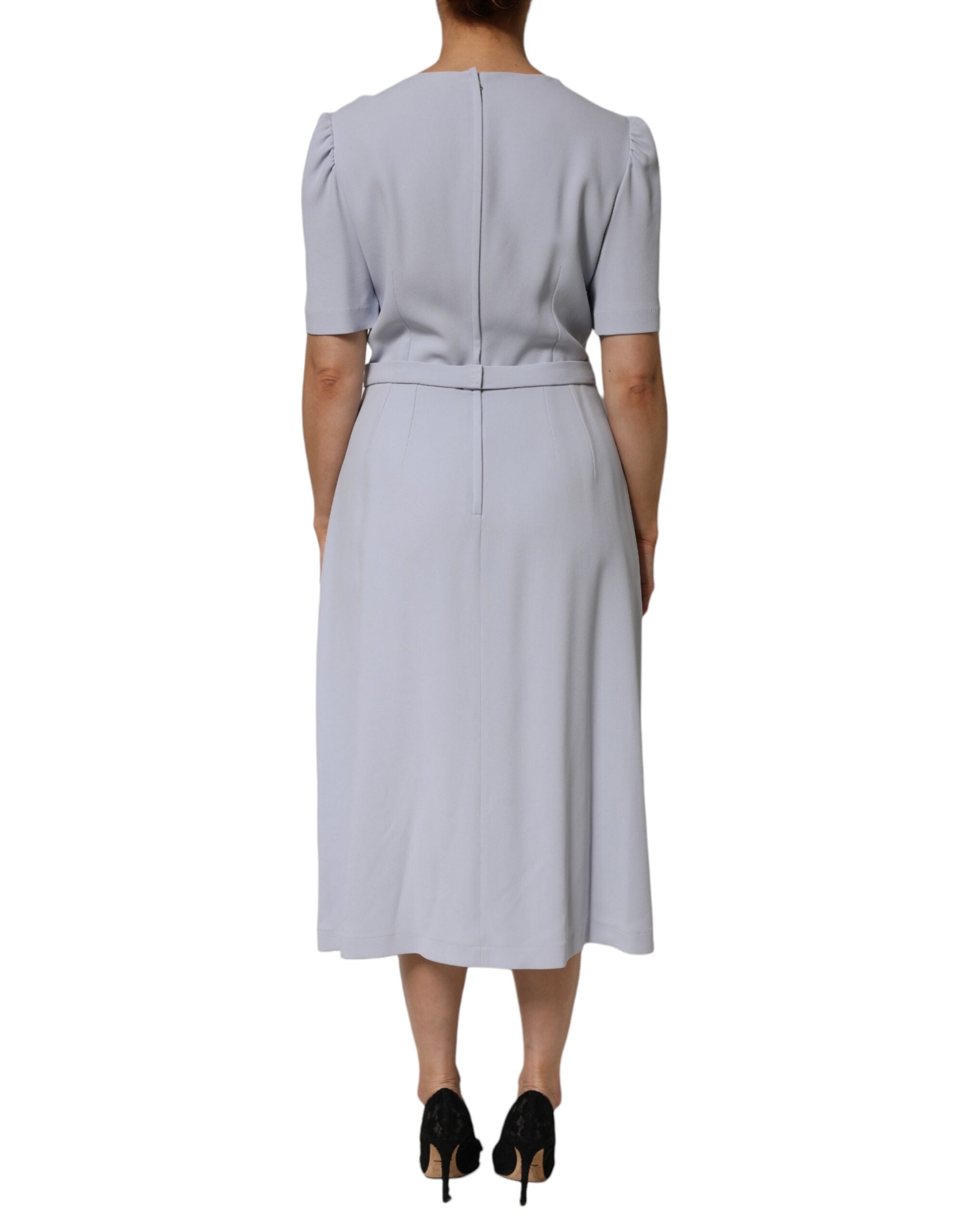 Dolce & Gabbana Light Blue Viscose Blend Floral Applique Women's Dress (Pre-Owned)
