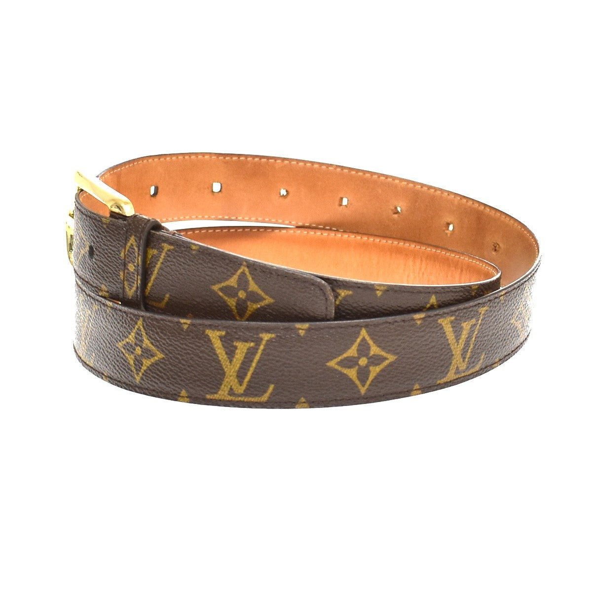 Louis Vuitton Ellipse Belt Monogram Canvas Brown Canvas Belts Accessory (Pre-Owned)
