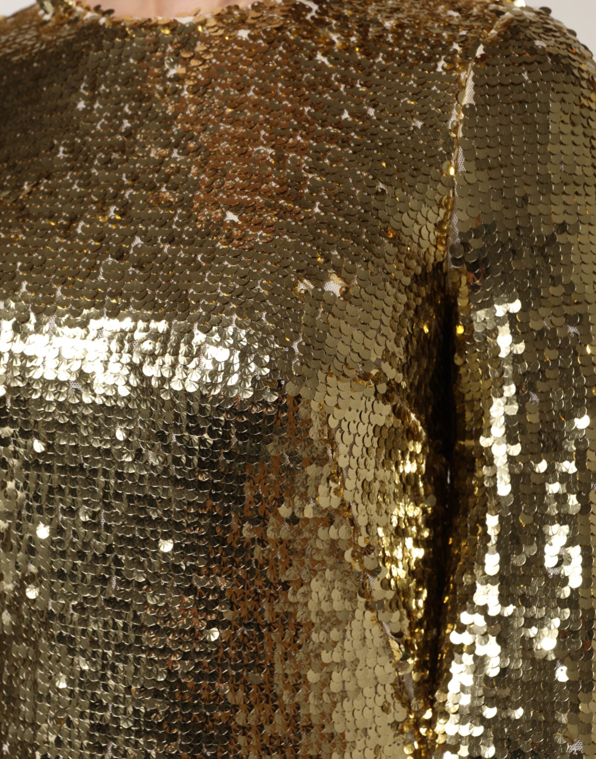 Dolce & Gabbana Gold Sequin Long Sleeve Mini Women's Dress