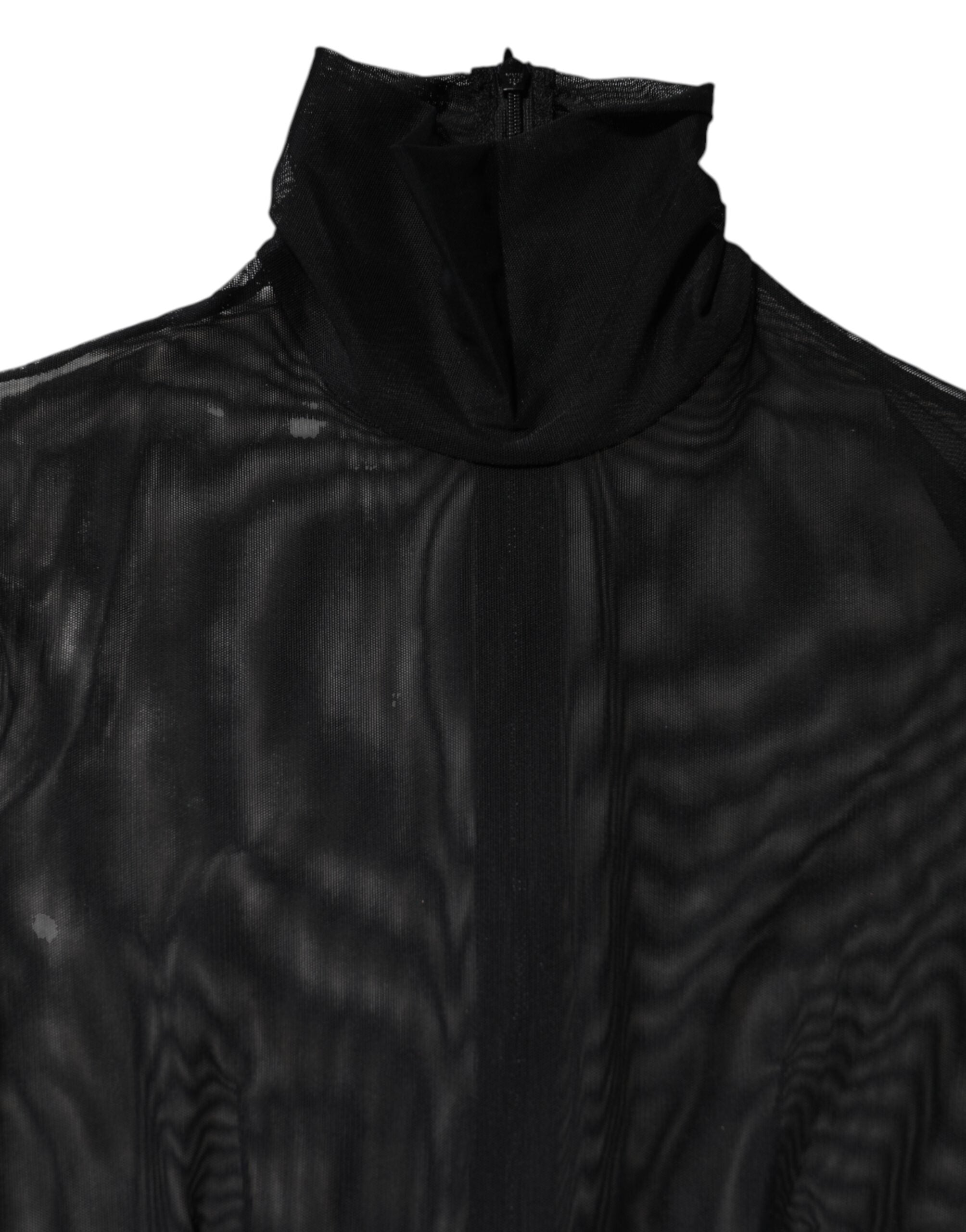 Dolce & Gabbana Black Sheer Mesh Long Sleeve Jumpsuit Bodysuit Women's Dress (Pre-Owned)