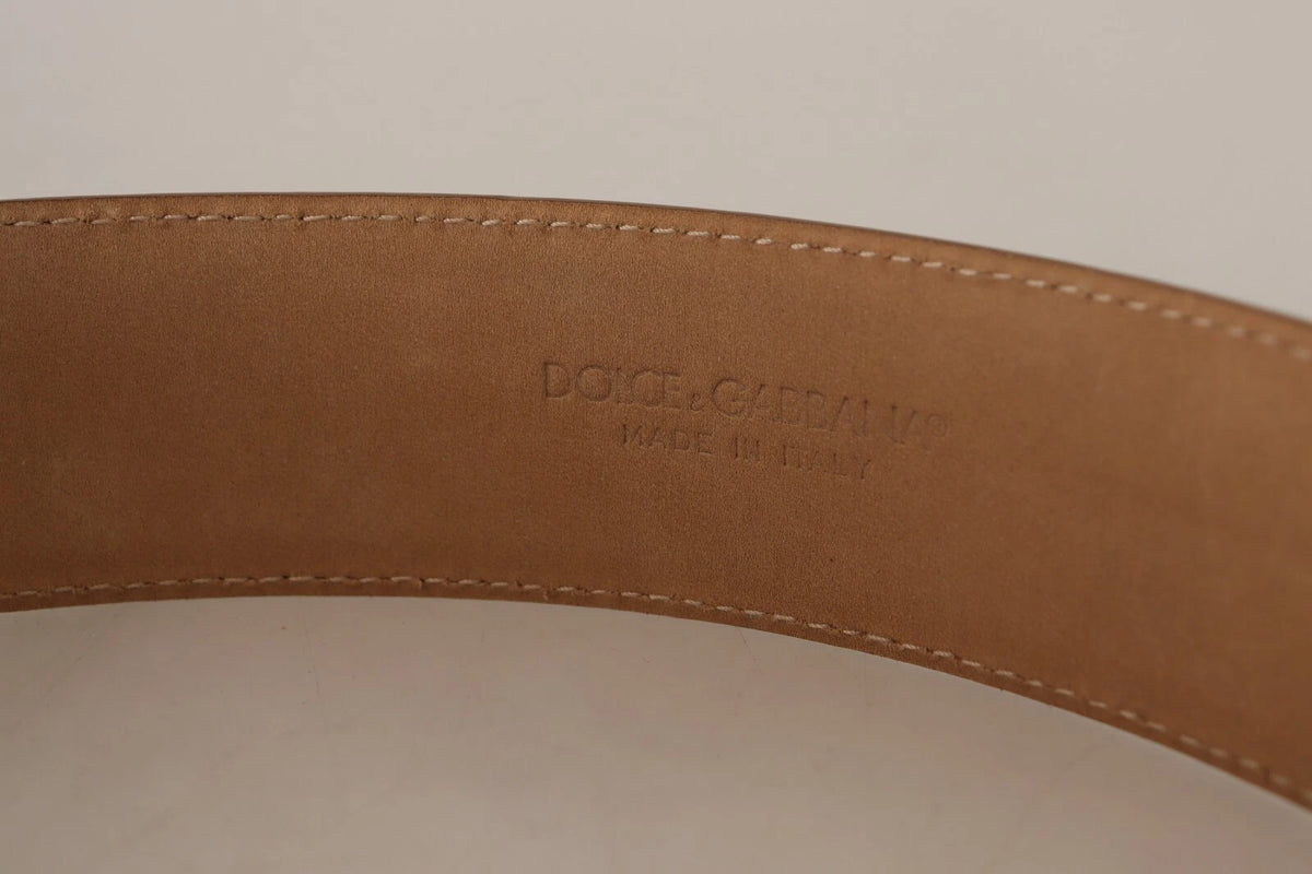 Dolce & Gabbana Brown Leather Gold Metal Oval Buckle Women's Belt