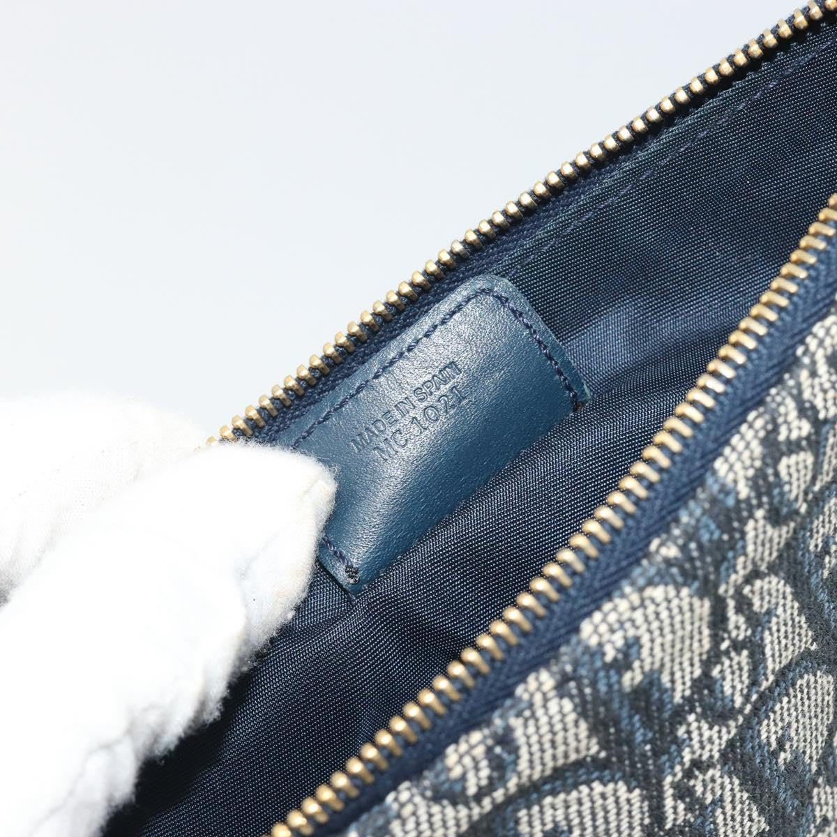 Christian Dior Vintage Saddle Bag Canvas Navy Canvas Clutche & Pouche Bag (Pre-Owned)