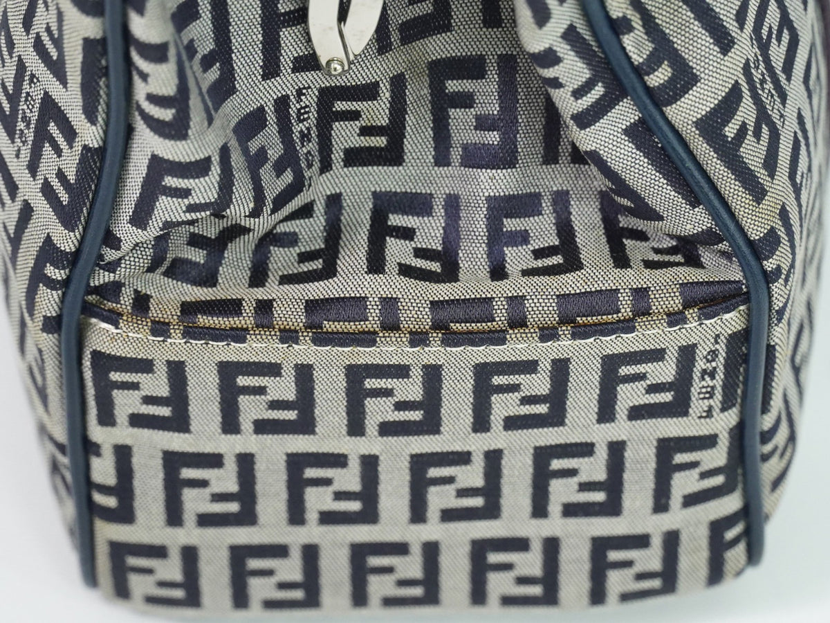 Fendi Vintage Shoulderbag Canvas Navy Canvas Shoulder Bag Bag (Pre-Owned)