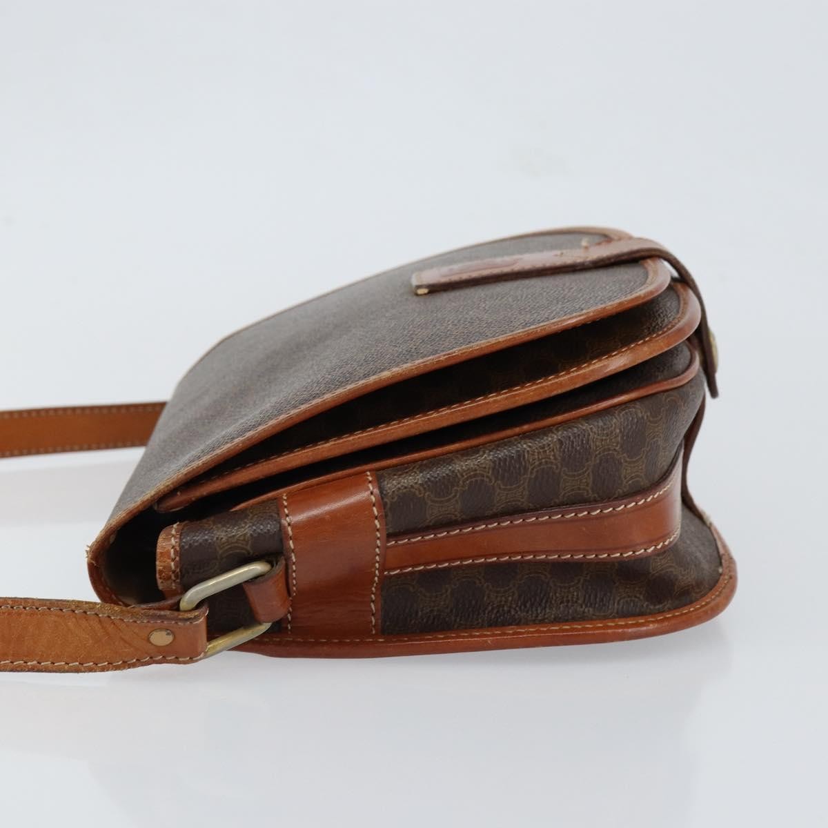 Celine Vintage Macadam Canvas And Leather Brown Canvas Shoulder Bag Bag (Pre-Owned)