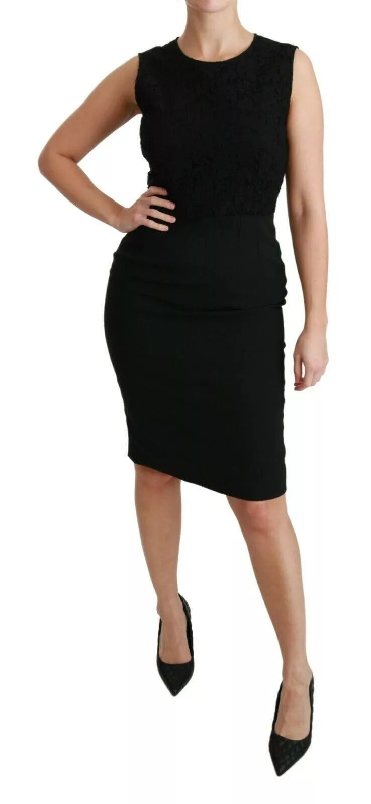 Dolce & Gabbana Black Lace Gown Bodycon Sheath STAFF Women's Dress (Pre-Owned)