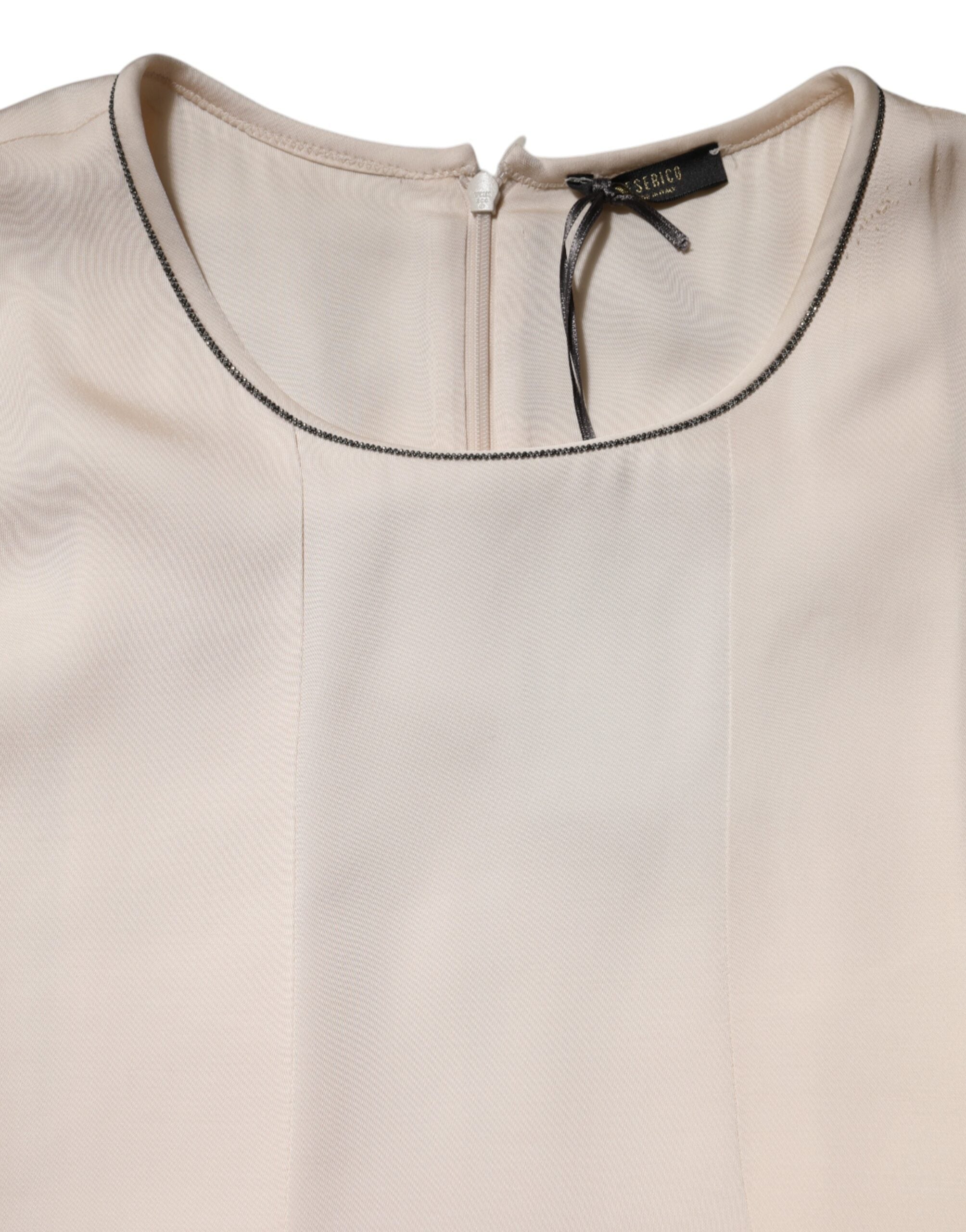 Peserico Beige Viscose Pleated Sleeveless Long Maxi Women's Dress (Pre-Owned)