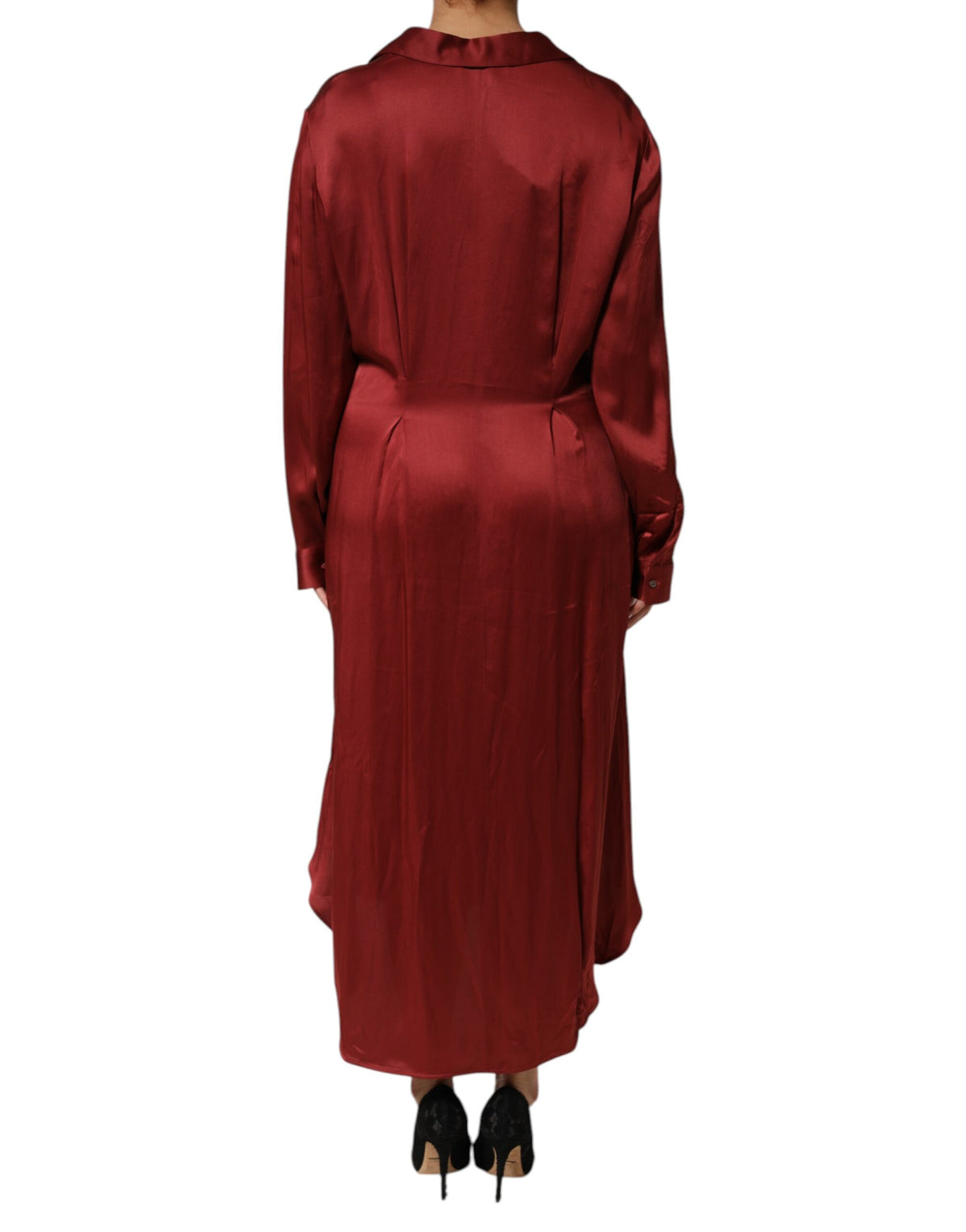 Fabiana Filippi Burgundy Acetate Viscose Satin Long Women's Dress