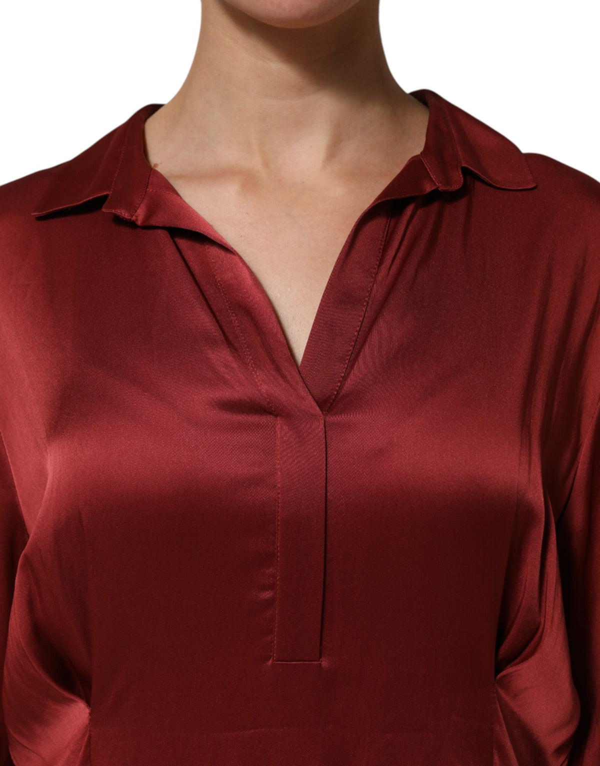 Fabiana Filippi Burgundy Acetate Viscose Satin Long Women's Dress