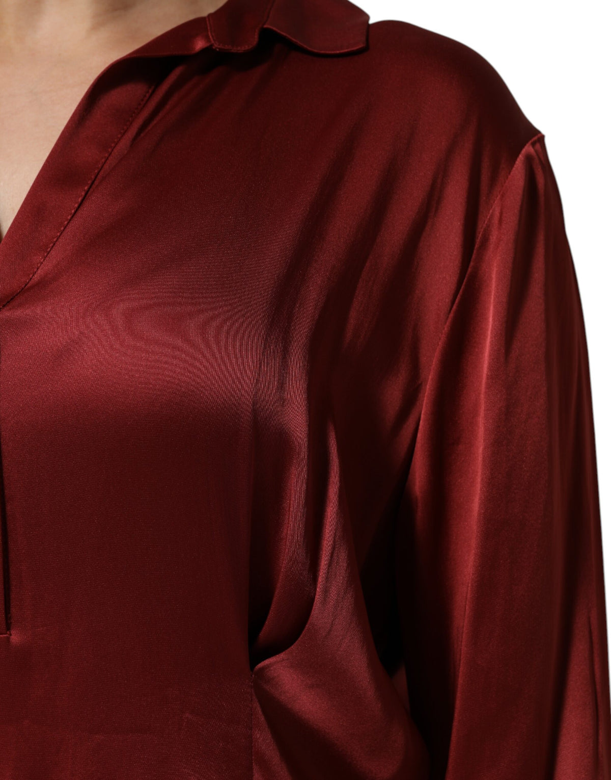 Fabiana Filippi Burgundy Acetate Viscose Satin Long Women's Dress
