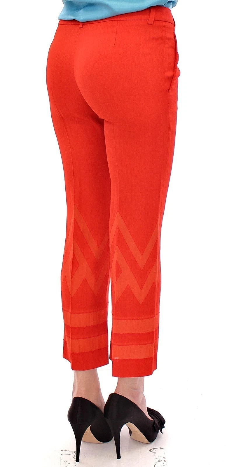 Versace Collection Red Women's Cropped 3/4 Short Nude Capri Women's Pants
