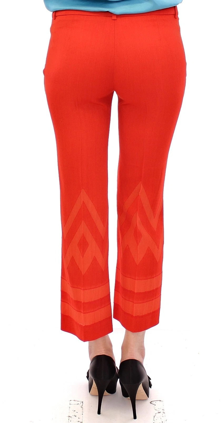Versace Collection Red Women's Cropped 3/4 Short Nude Capri Women's Pants